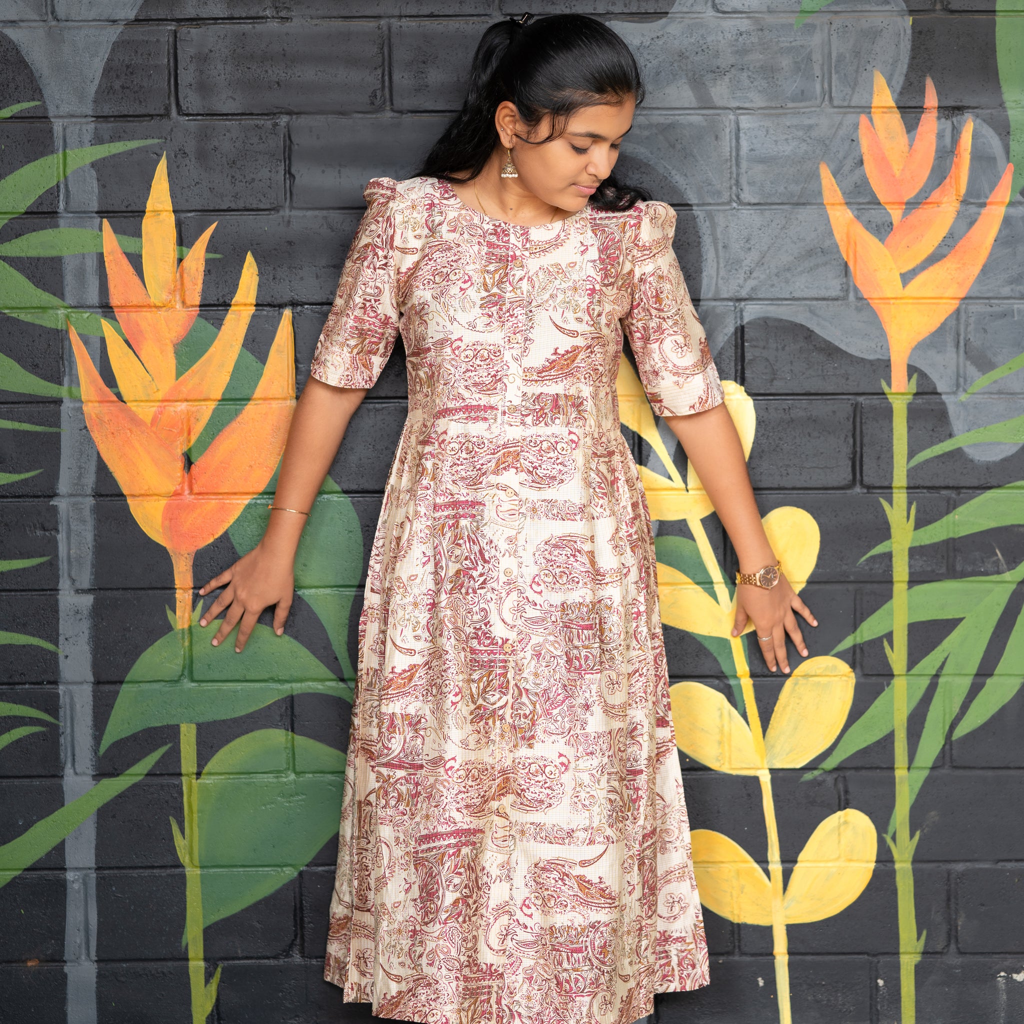 🌸 "Paisley Garden midi Dress"
