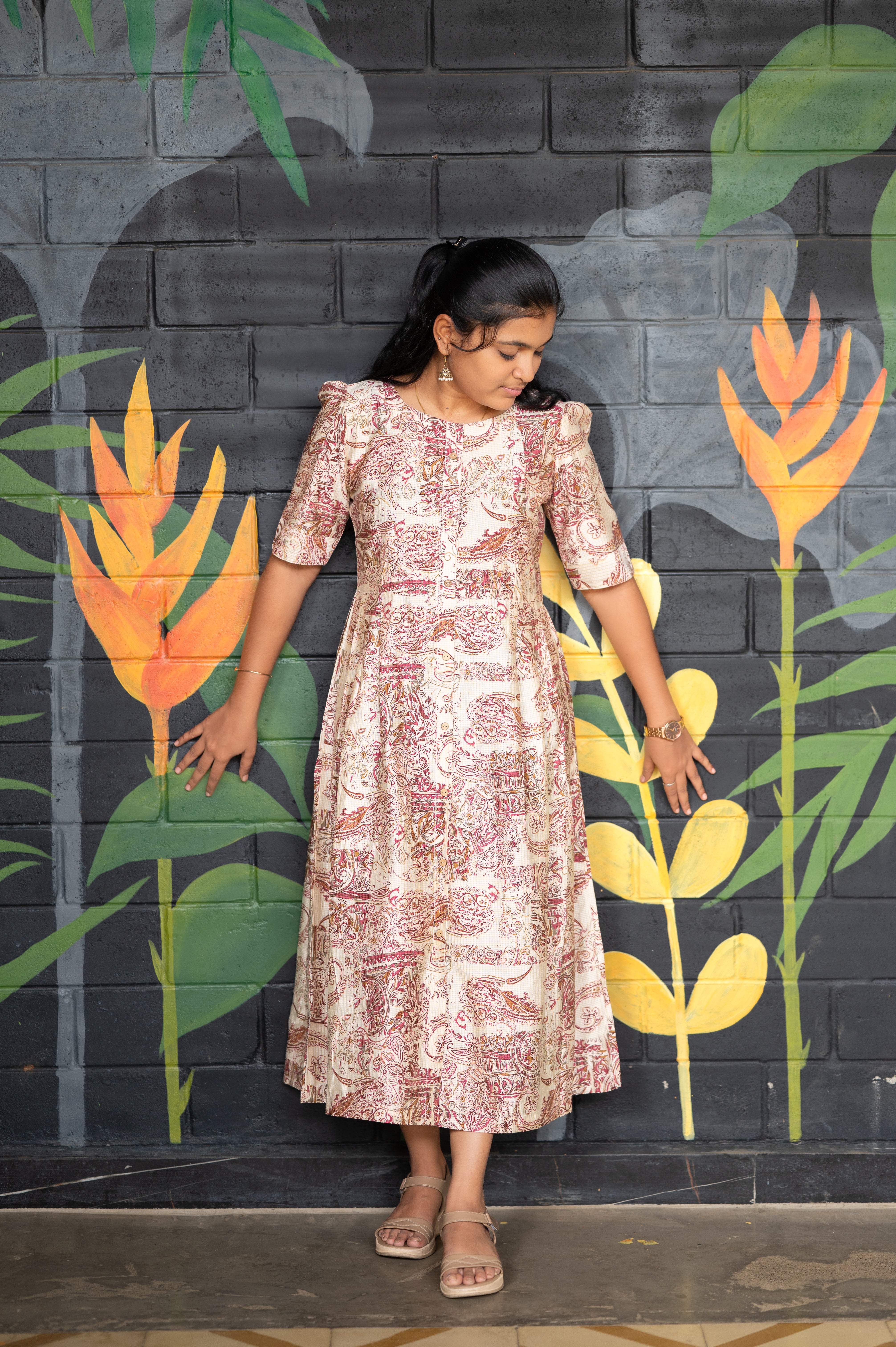 🌸 "Paisley Garden midi Dress"