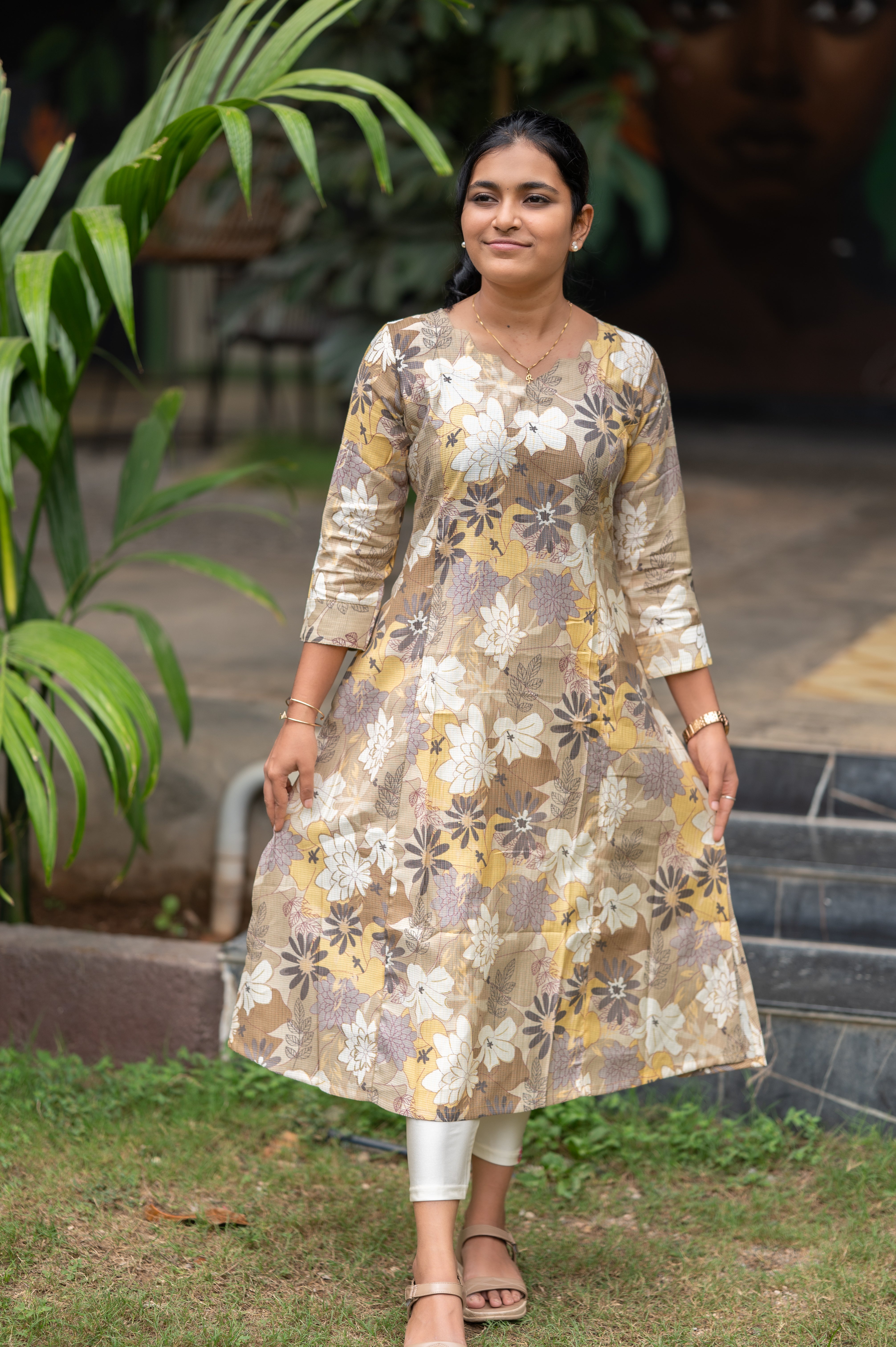 🪙Copper Golden Blossom Kurti
