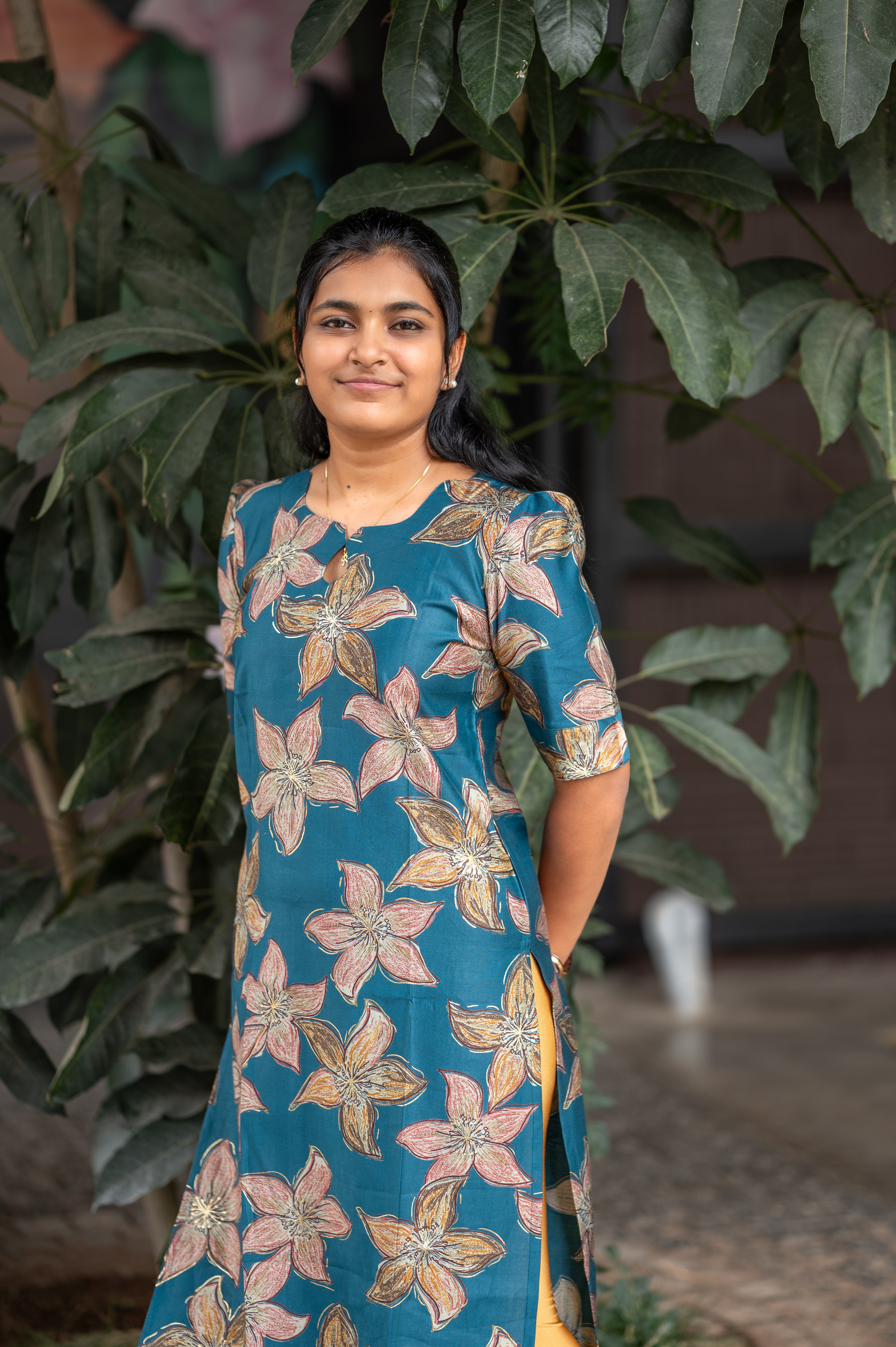 🩵🪺 Teal Blue Blossom Straight Kurti