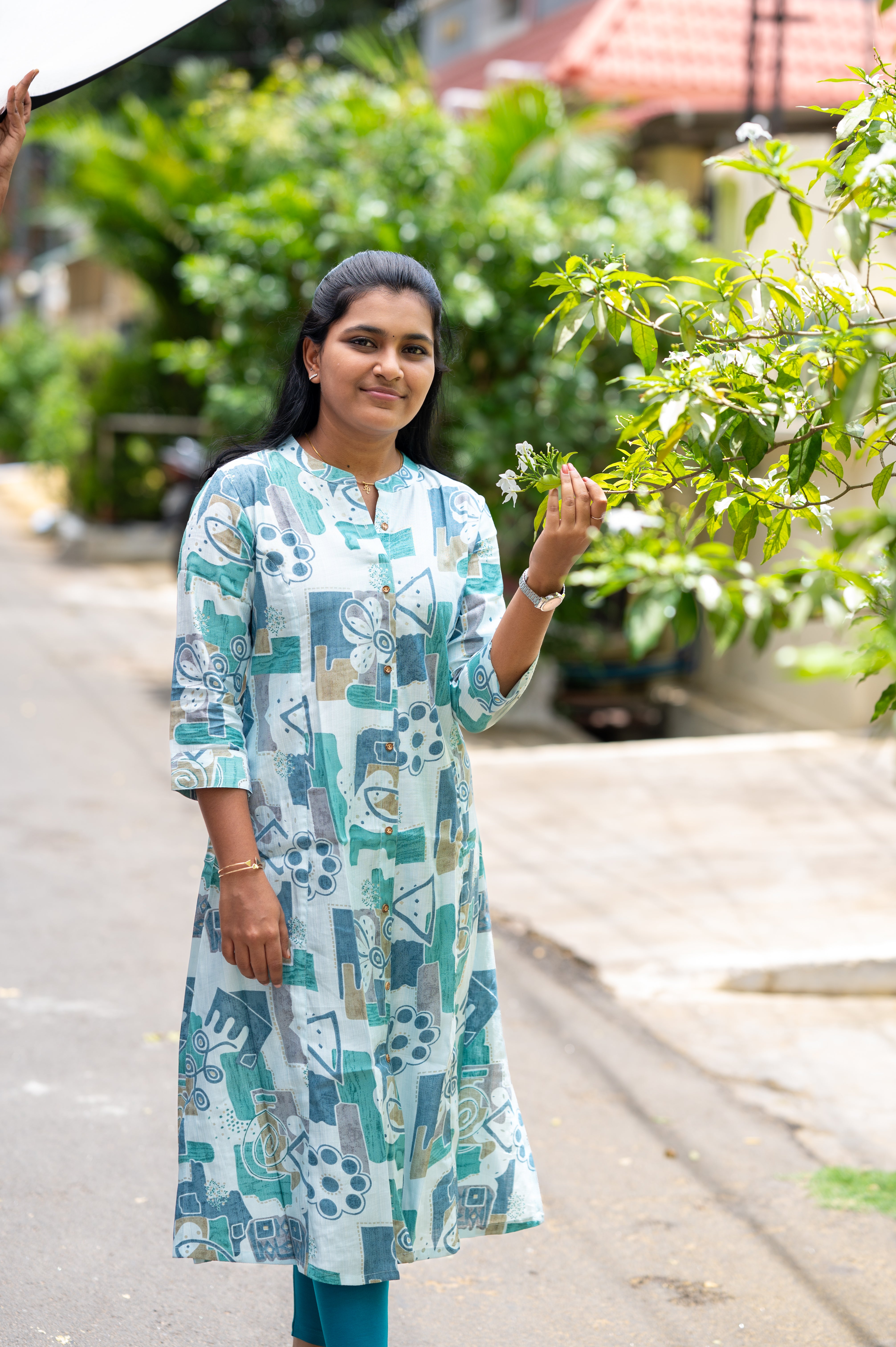 🌿  "Mint Breeze Abstract Kurti"