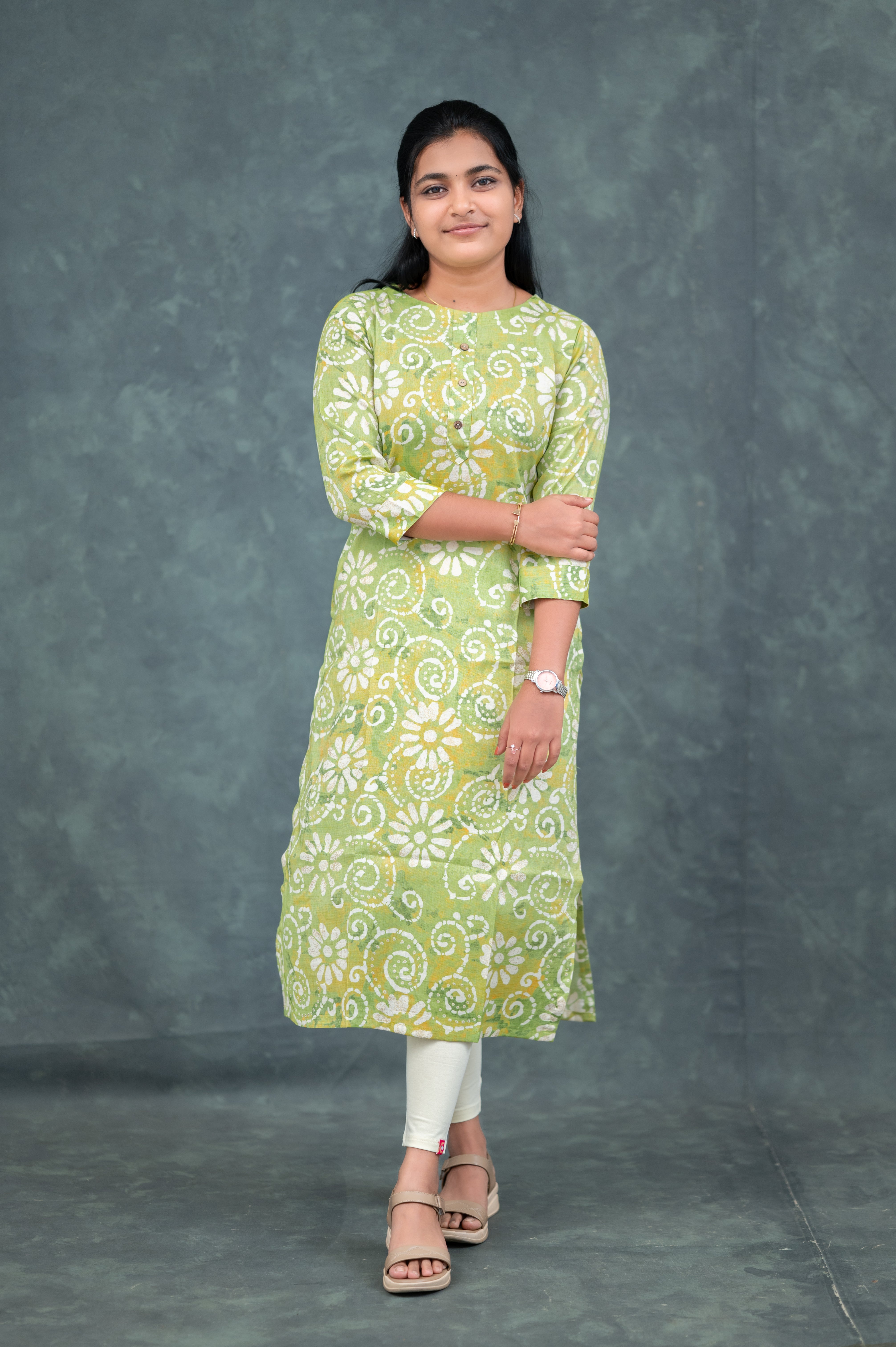 💚  “Lime Swirl Serenity” Kurti