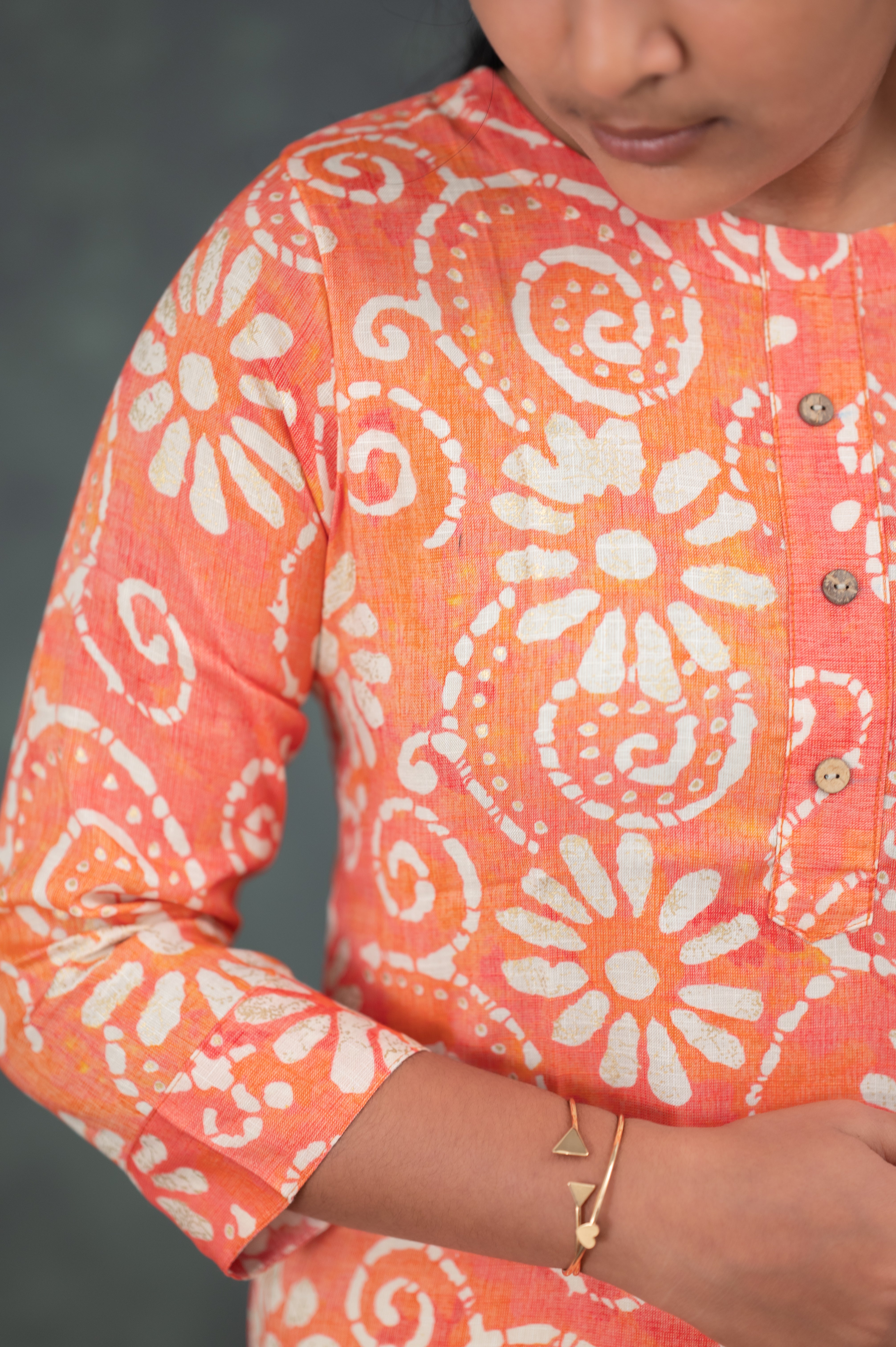 🧡 "Peach Blossom Swirl" Kurti