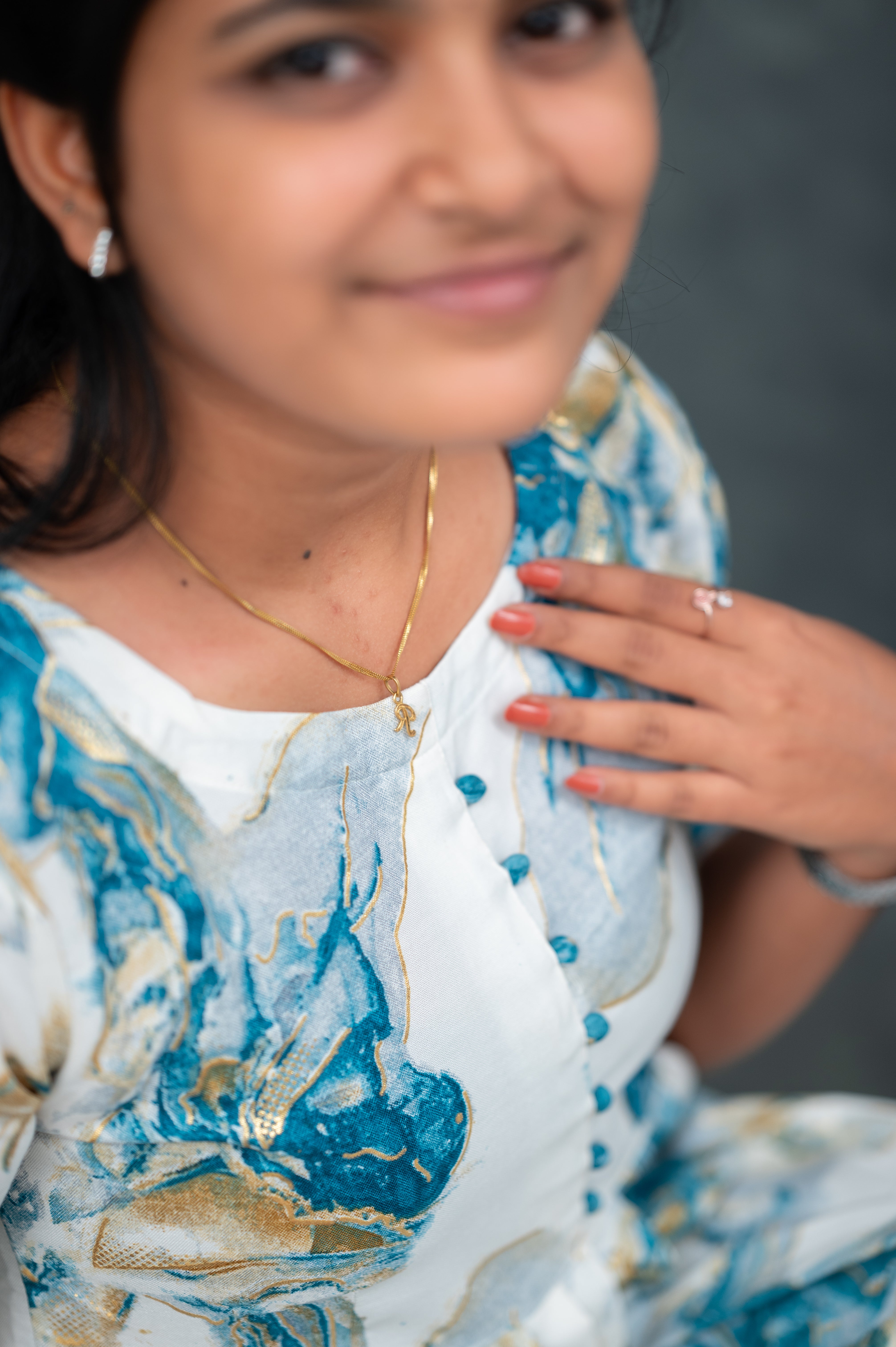 "Aqua Bloom Flared Kurti"