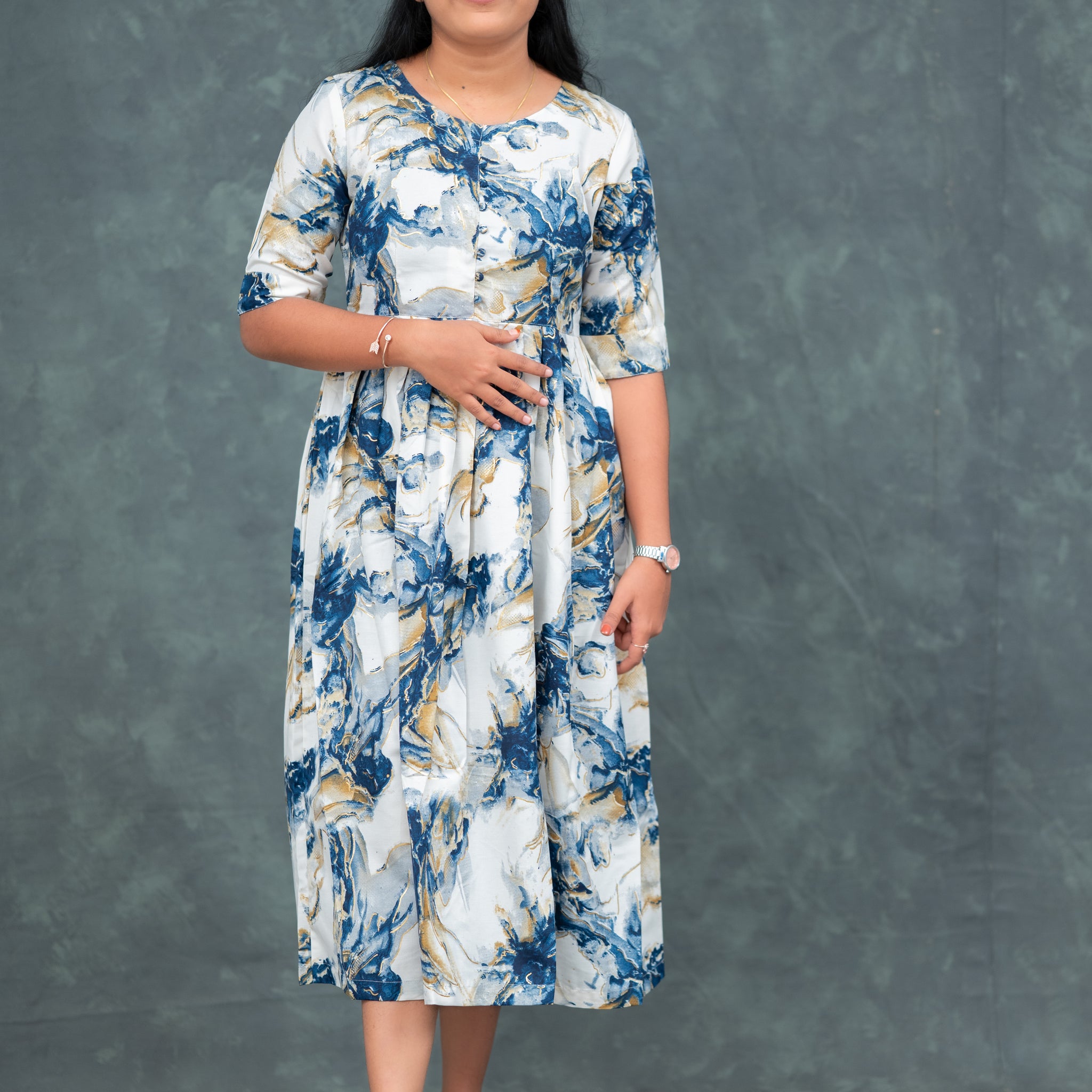🌊Ocean Mist Flared Kurti Dress