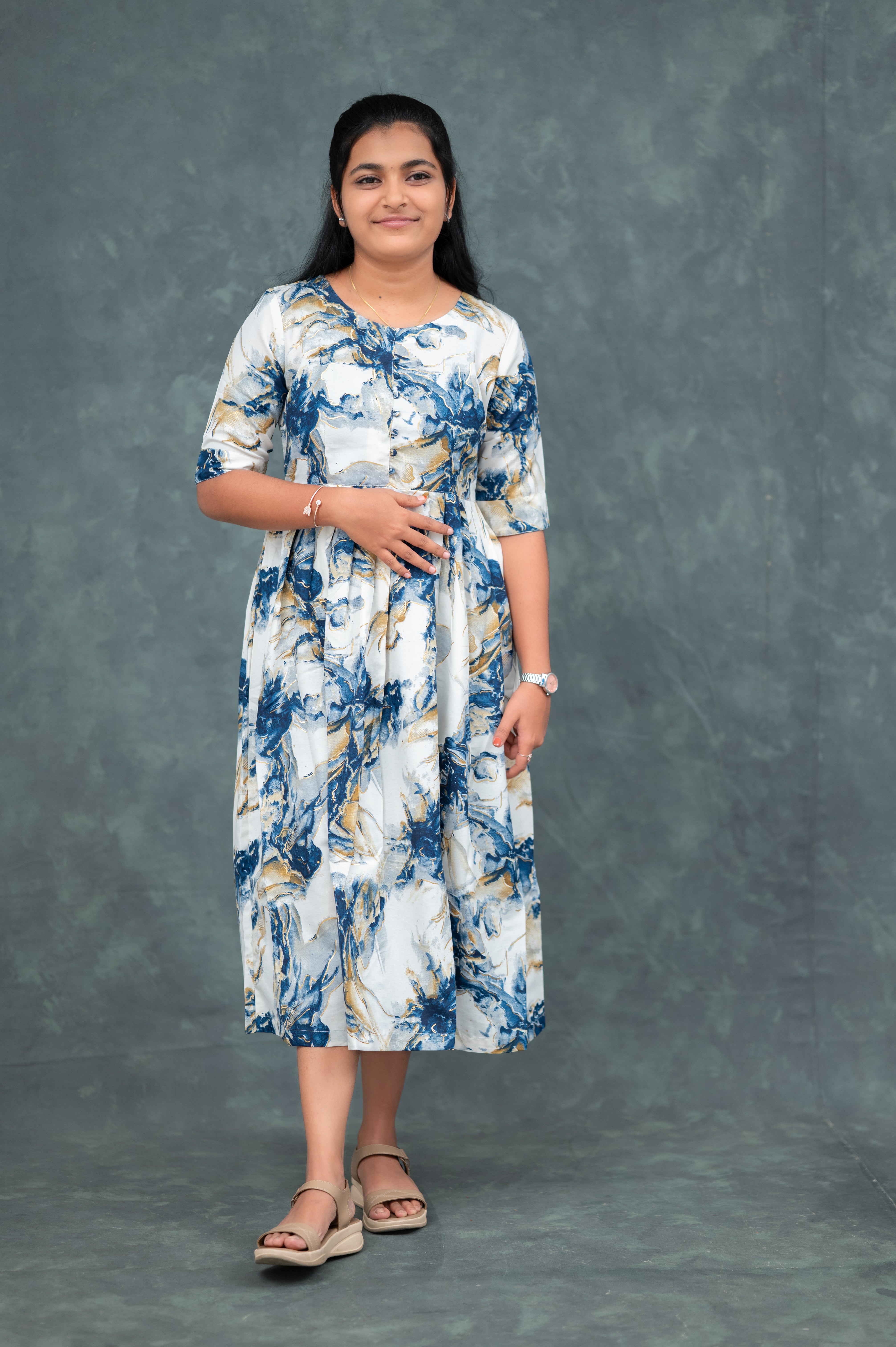 🌊Ocean Mist Flared Kurti Dress
