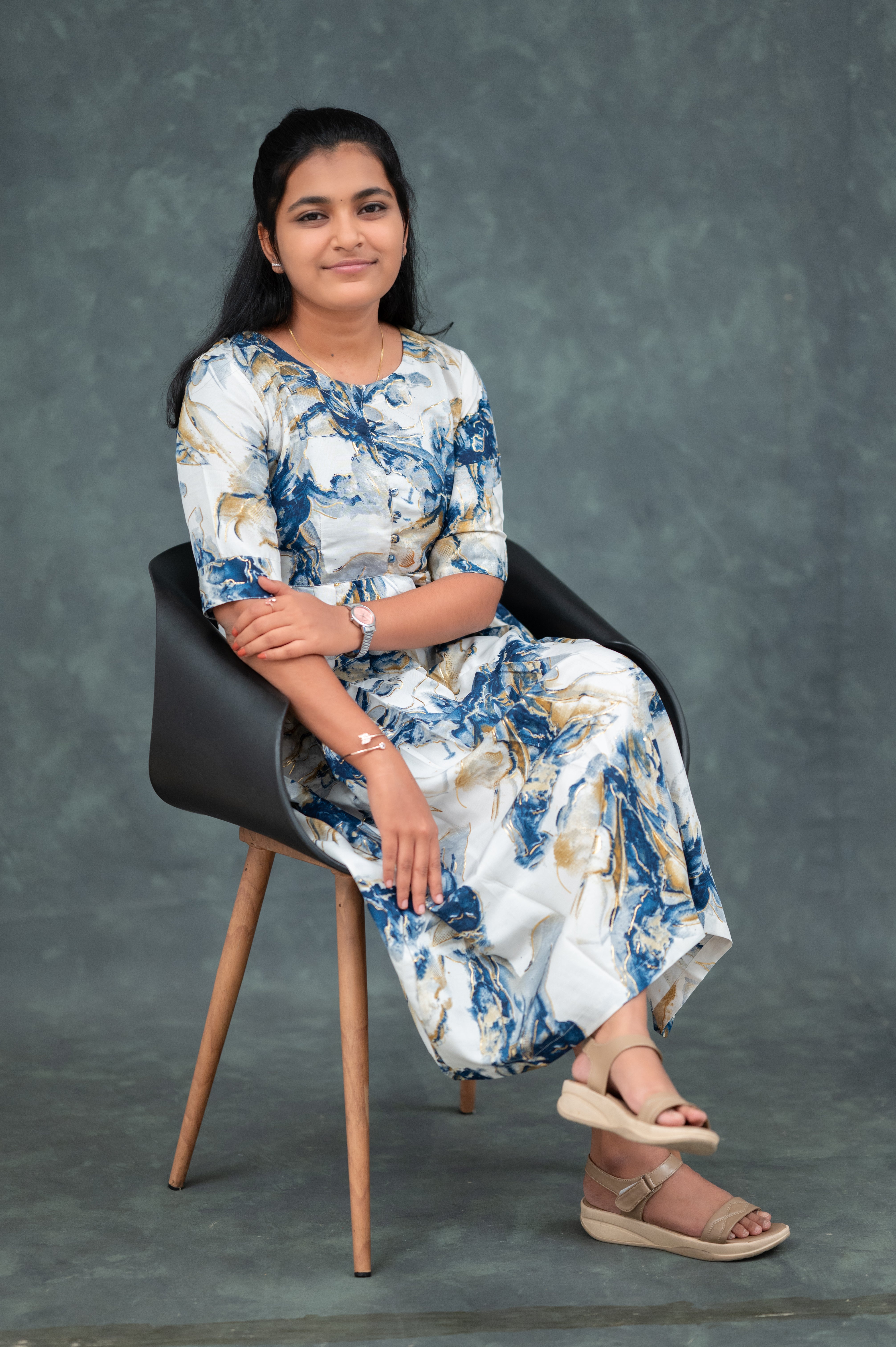 🌊Ocean Mist Flared Kurti Dress