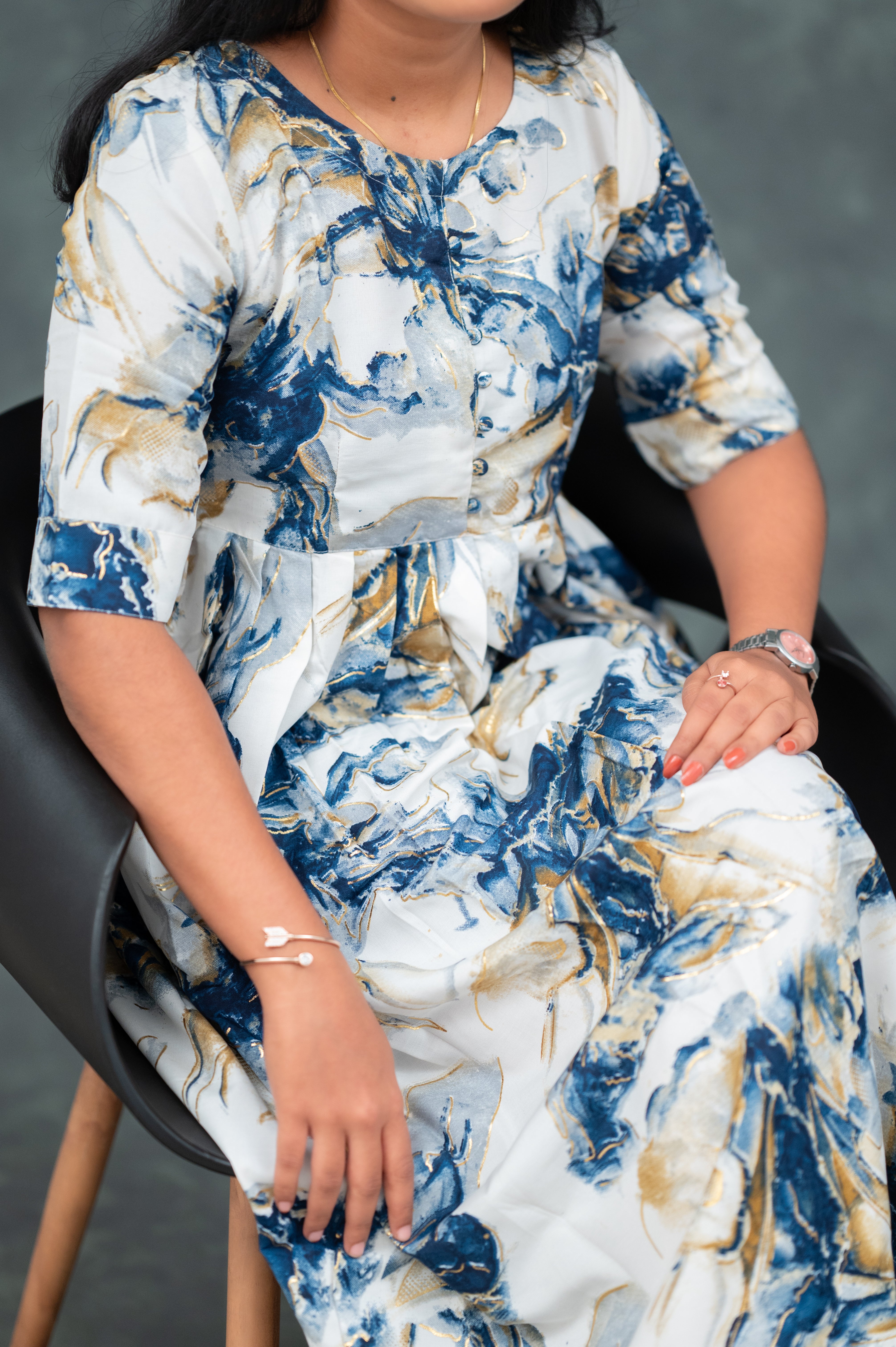 🌊Ocean Mist Flared Kurti Dress