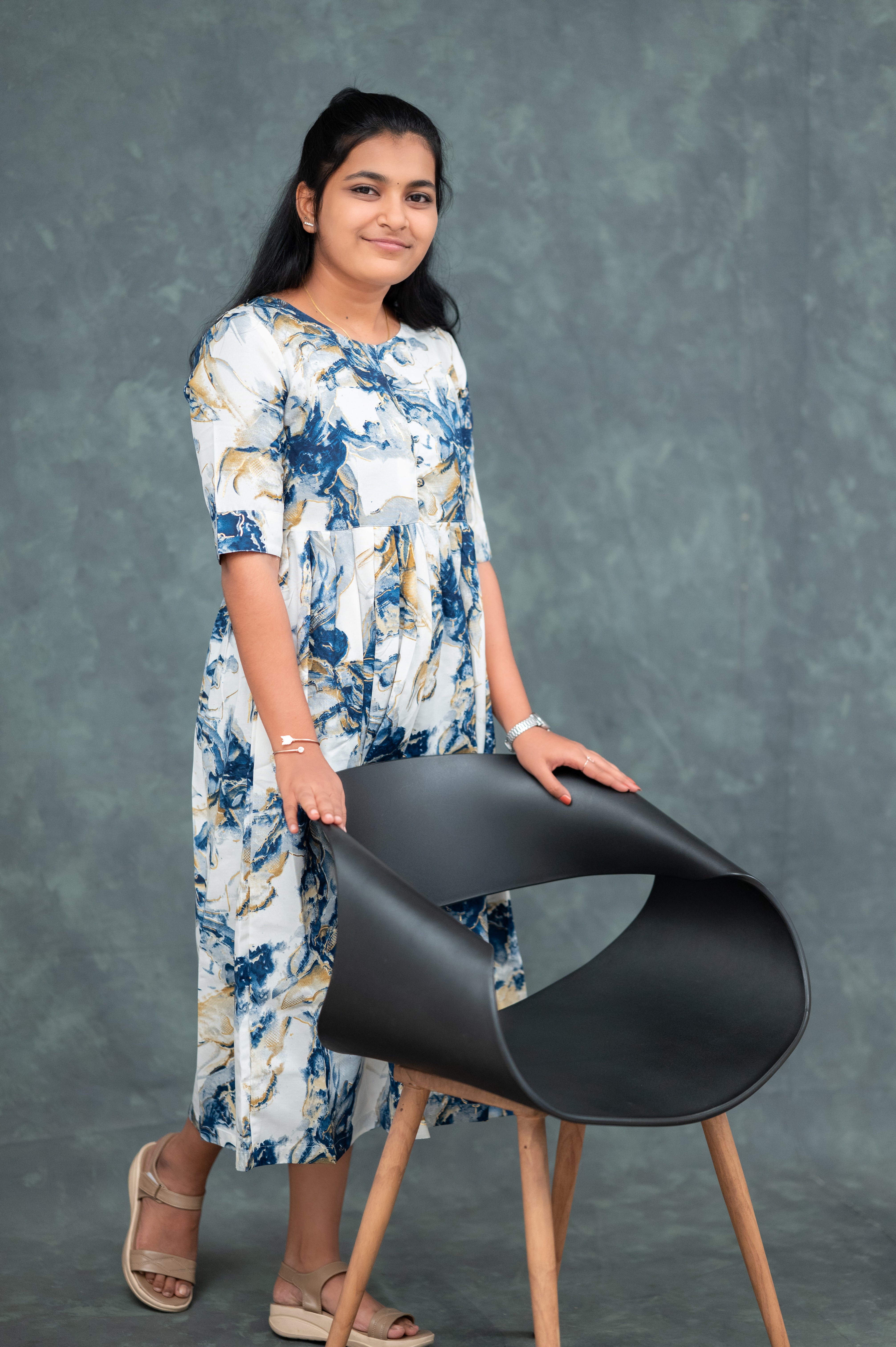 🌊Ocean Mist Flared Kurti Dress