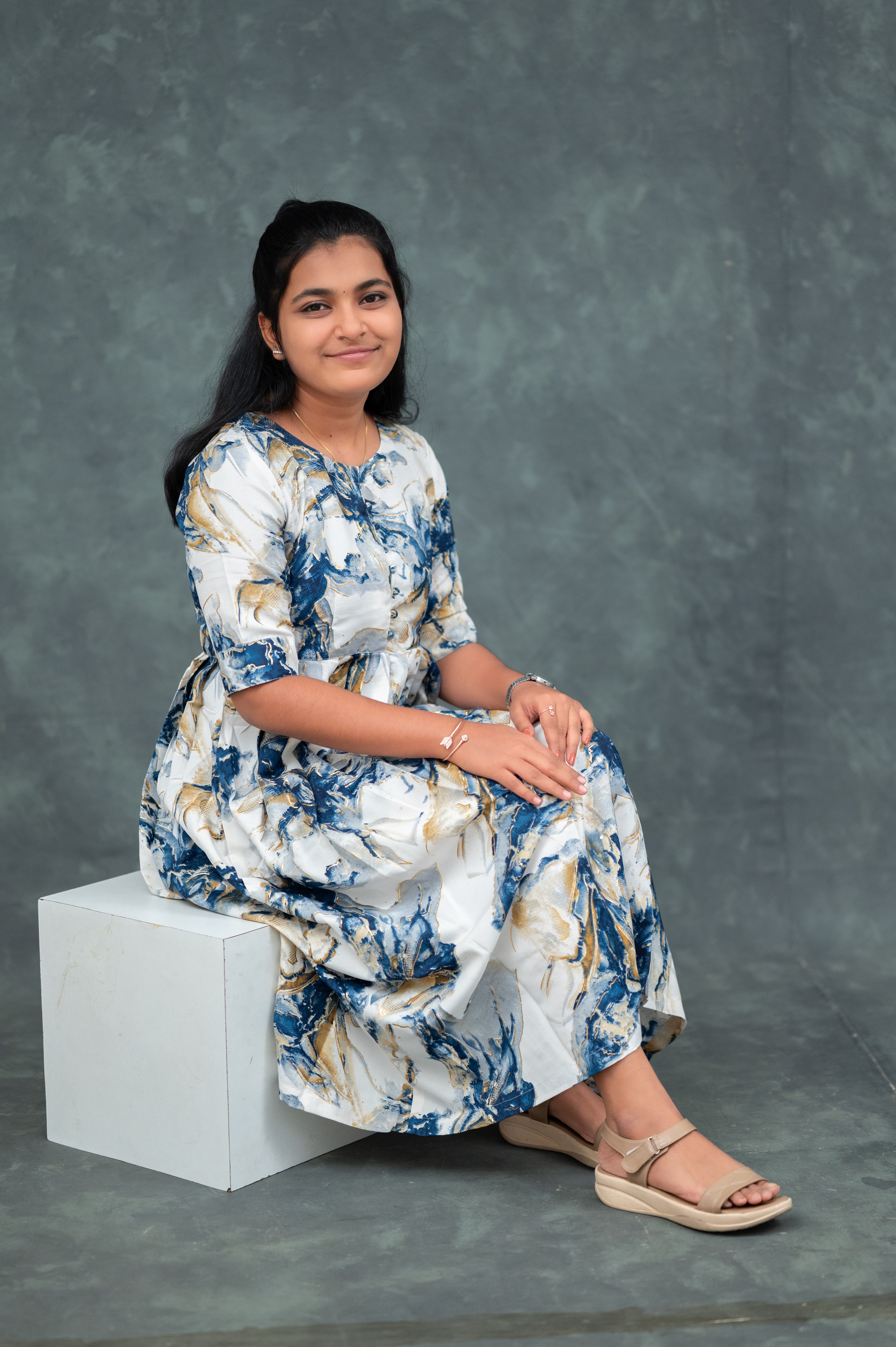 🌊Ocean Mist Flared Kurti Dress