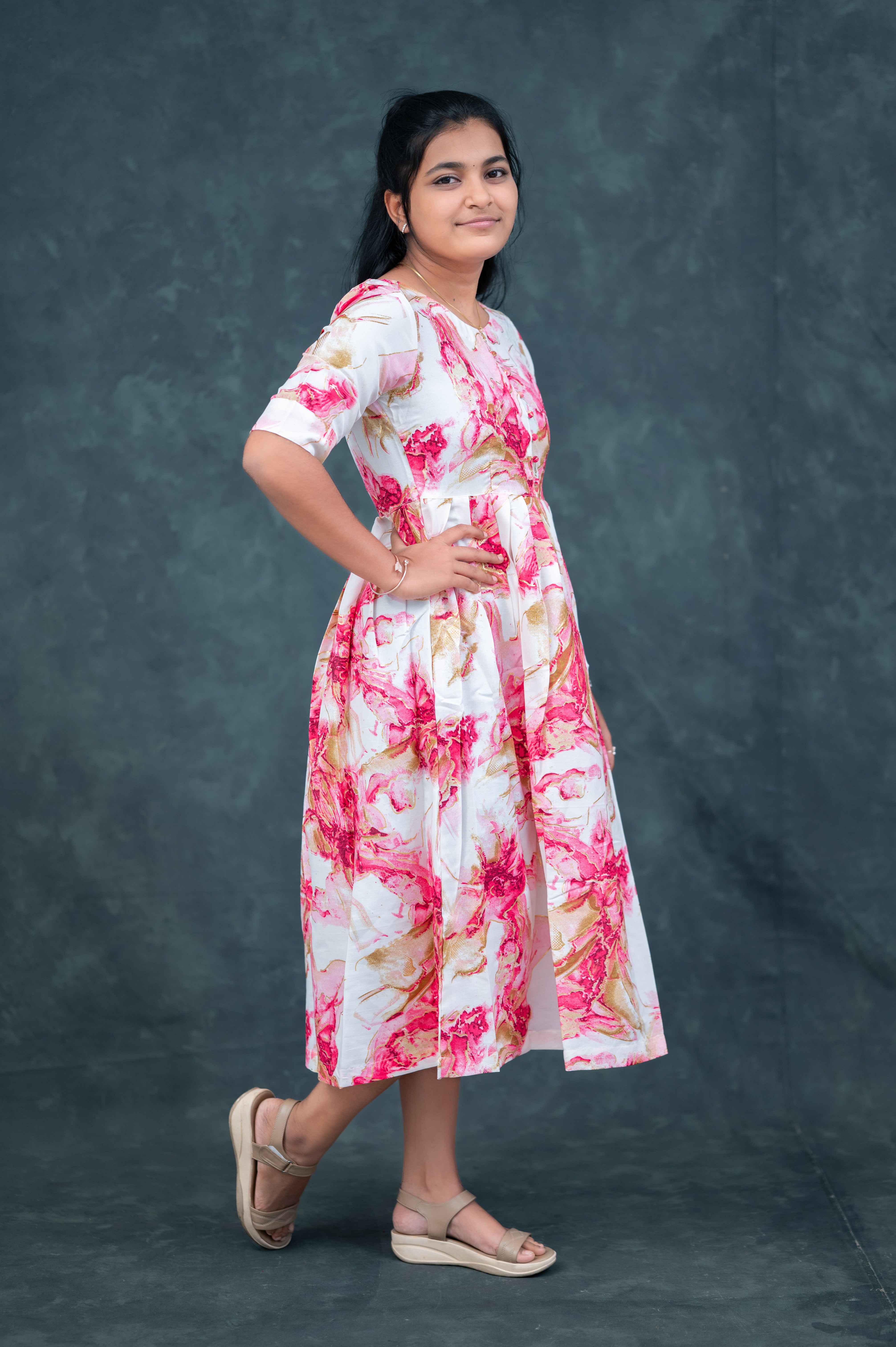 🌸 Rose Blush Flared Kurti Dress