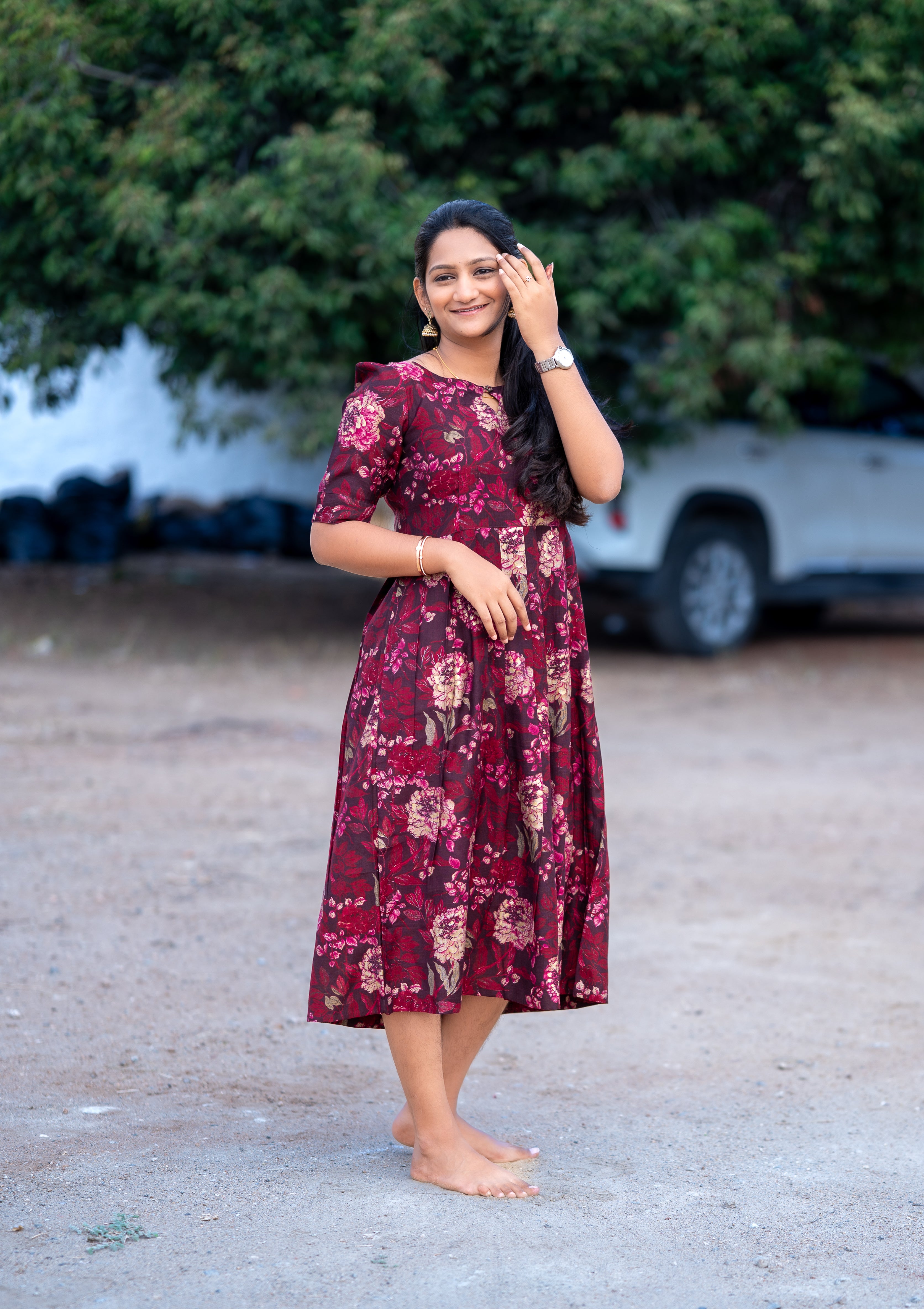 🍷Wine Blossom Pleated Maxi&nbsp;