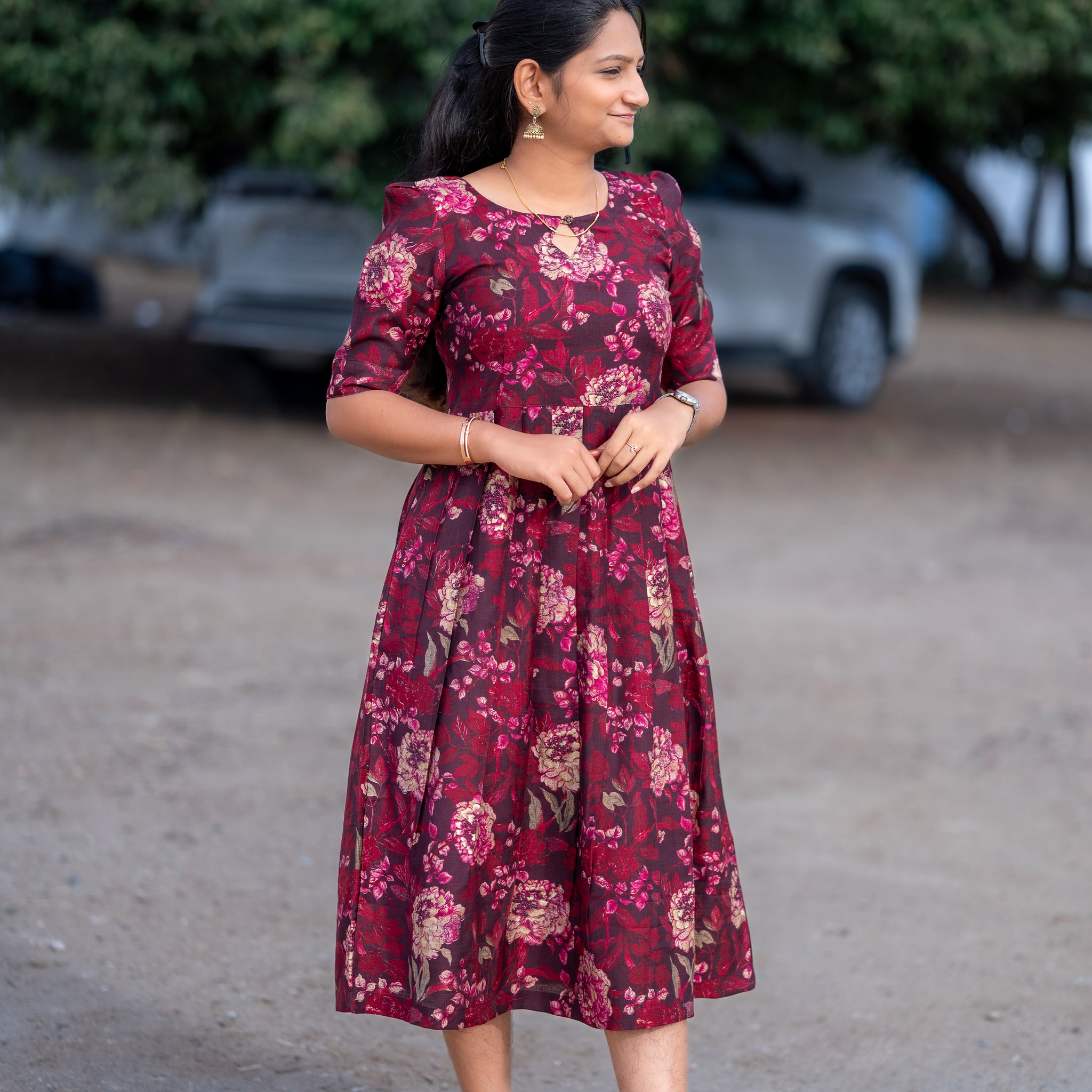 🍷Wine Blossom Pleated Maxi&nbsp;