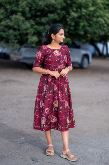 🍷Wine Blossom Pleated Maxi&nbsp;