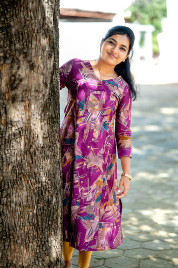 🪻Perfect Purple A-Line Kurti "