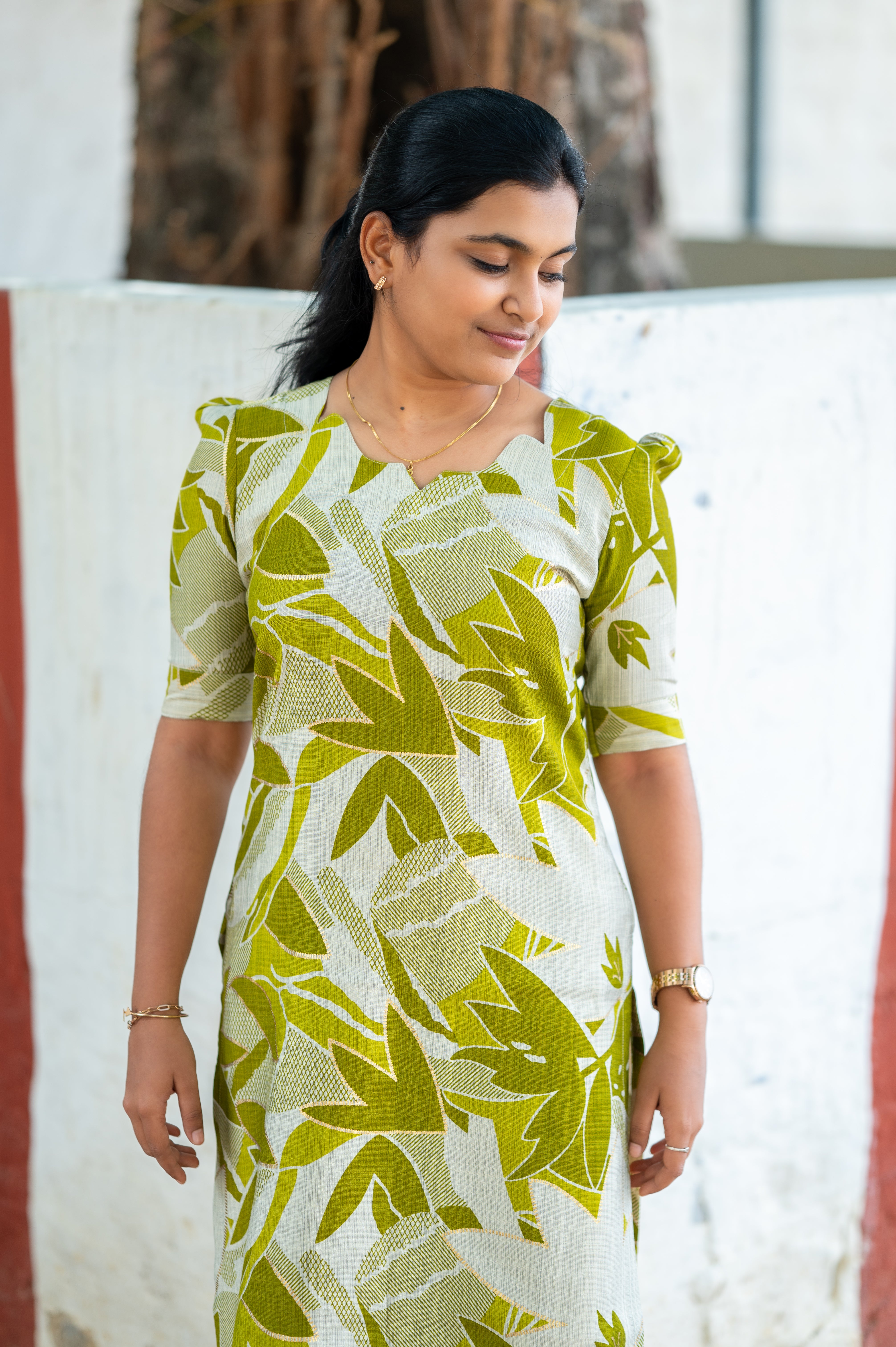 🍏"Green apple Olive Kurti "