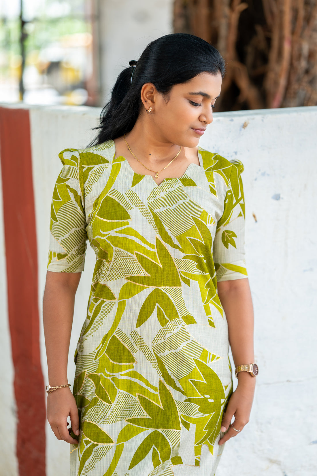 🍏"Green apple Olive Kurti "