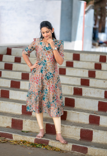 🍂''Earthy Elegance A-Line Kurti&nbsp;