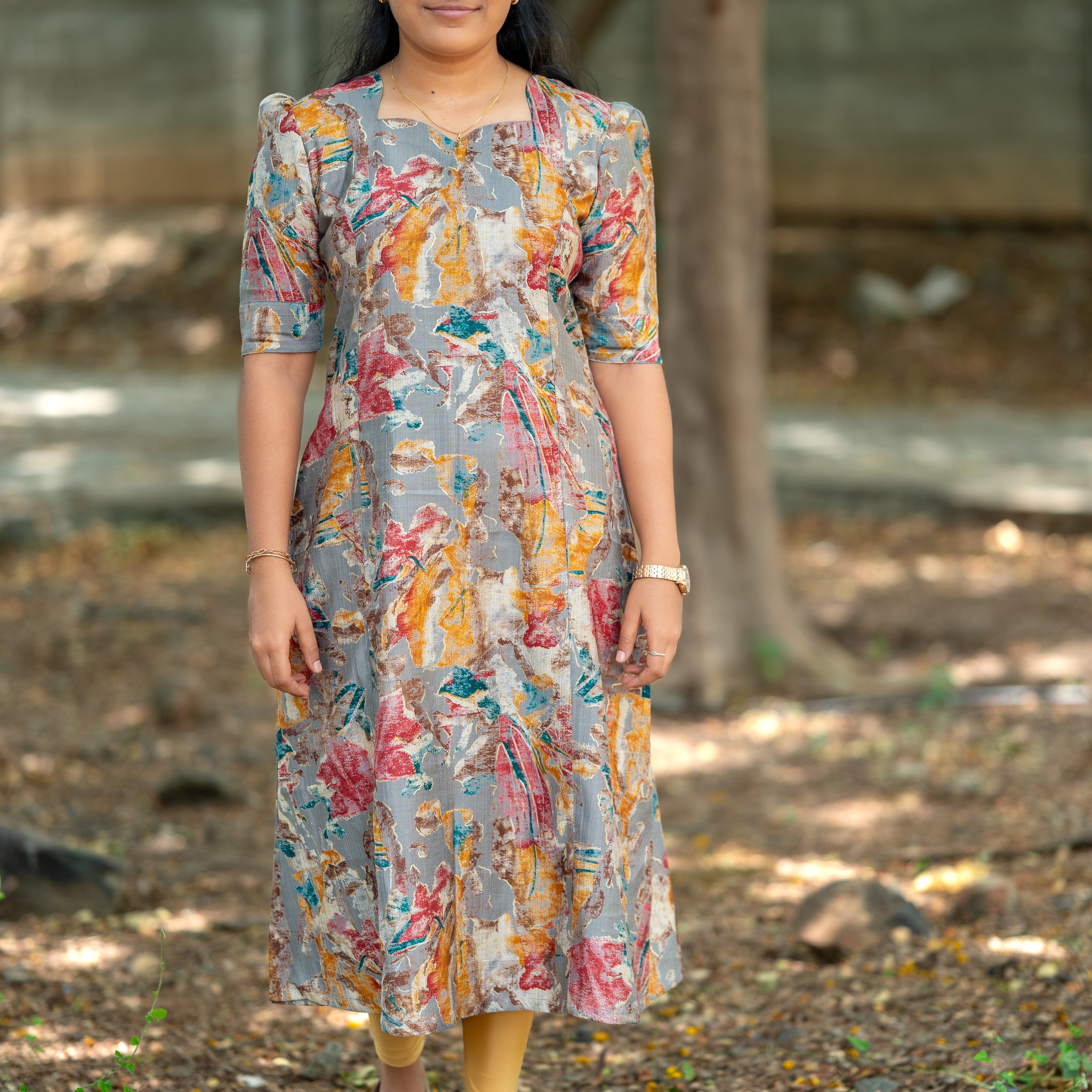 🌈 Vibrant Attract grey A-Line Kurti&nbsp;