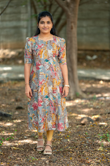 🌈 Vibrant Attract grey A-Line Kurti&nbsp;