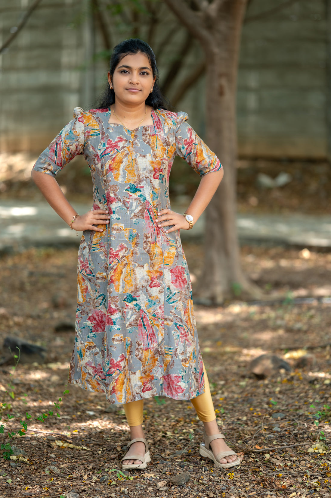 🌈 Vibrant Attract grey A-Line Kurti&nbsp;