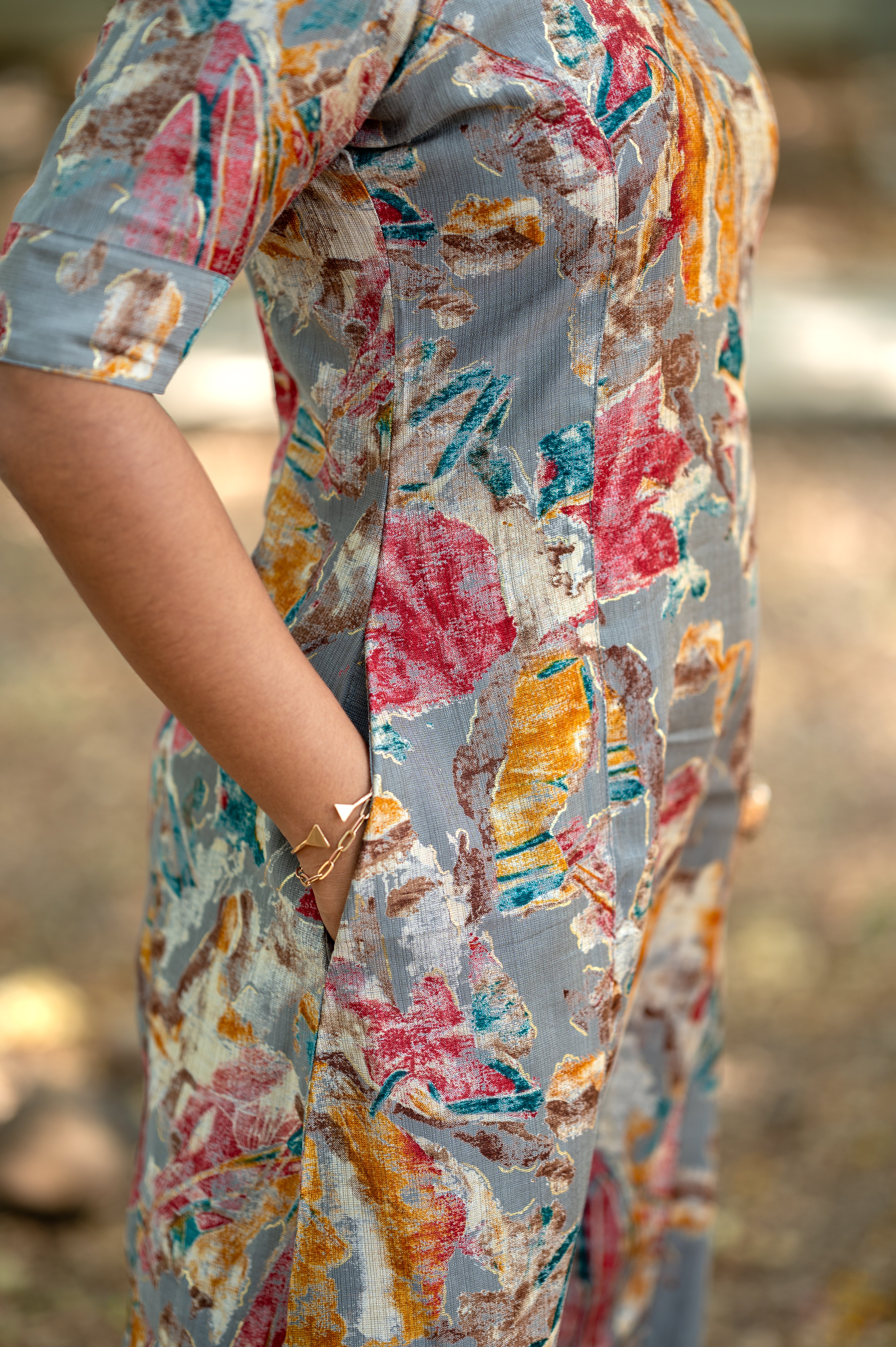 🌈 Vibrant Attract grey A-Line Kurti&nbsp;