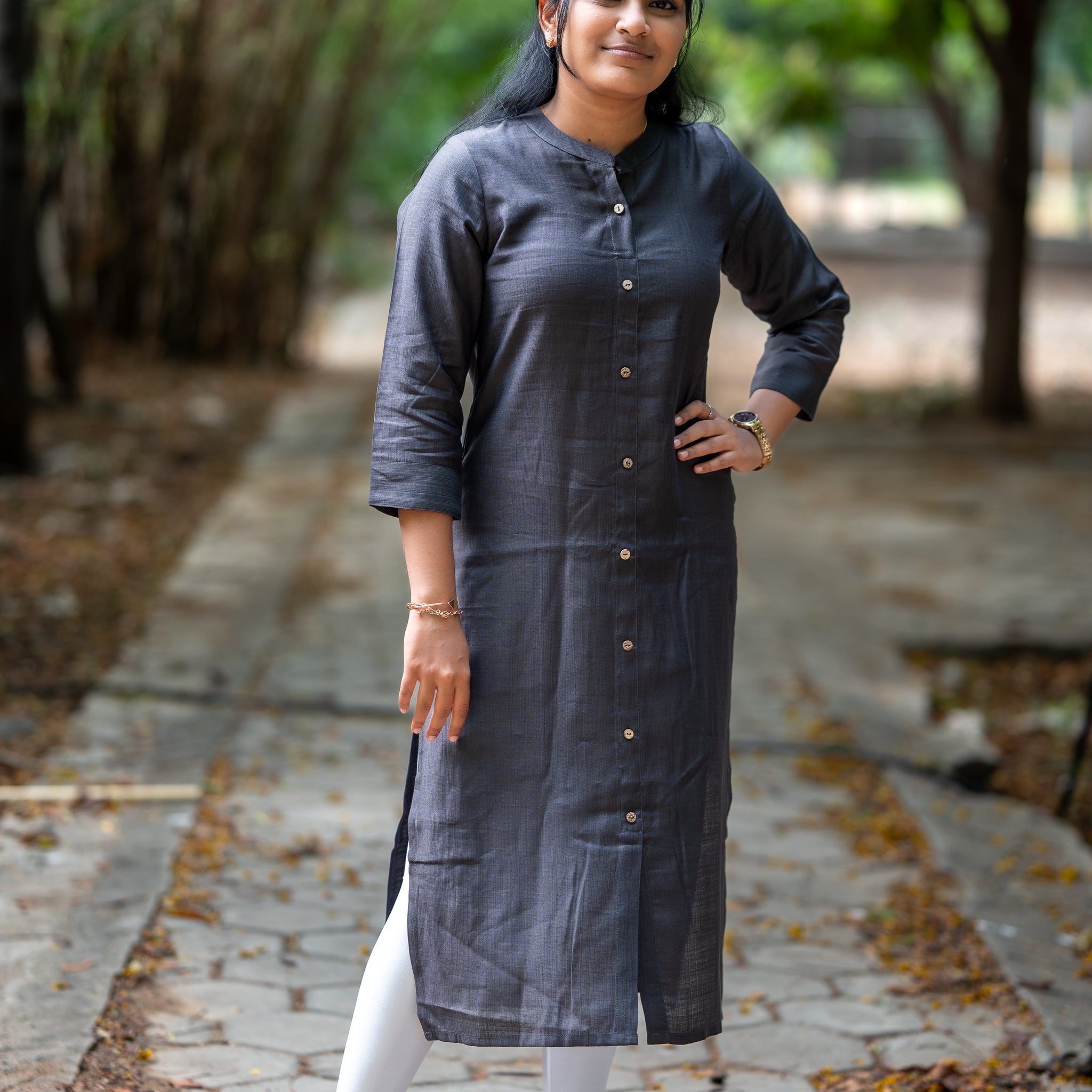 "🩶Charcoal Grey Elegance Kurti"
