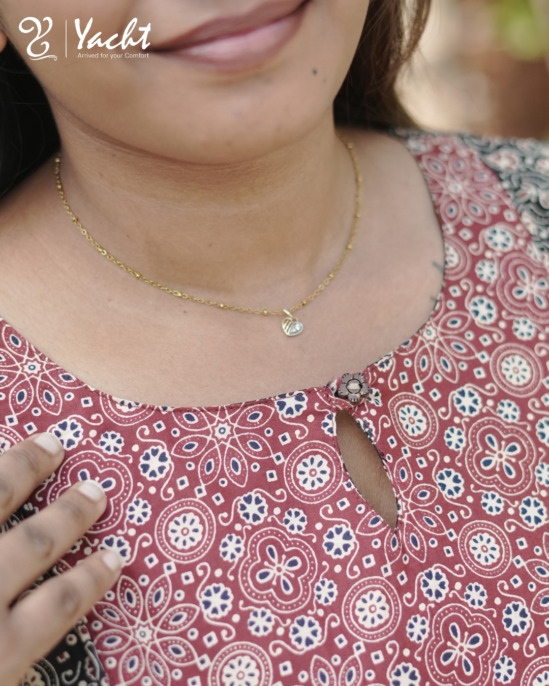 ✨ Rosewood Mosaic Sleeveless Kurti ✨