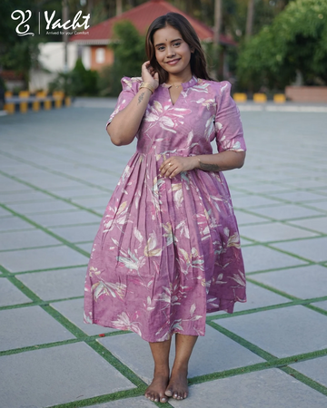 Mauve Blossom Flare Kurti