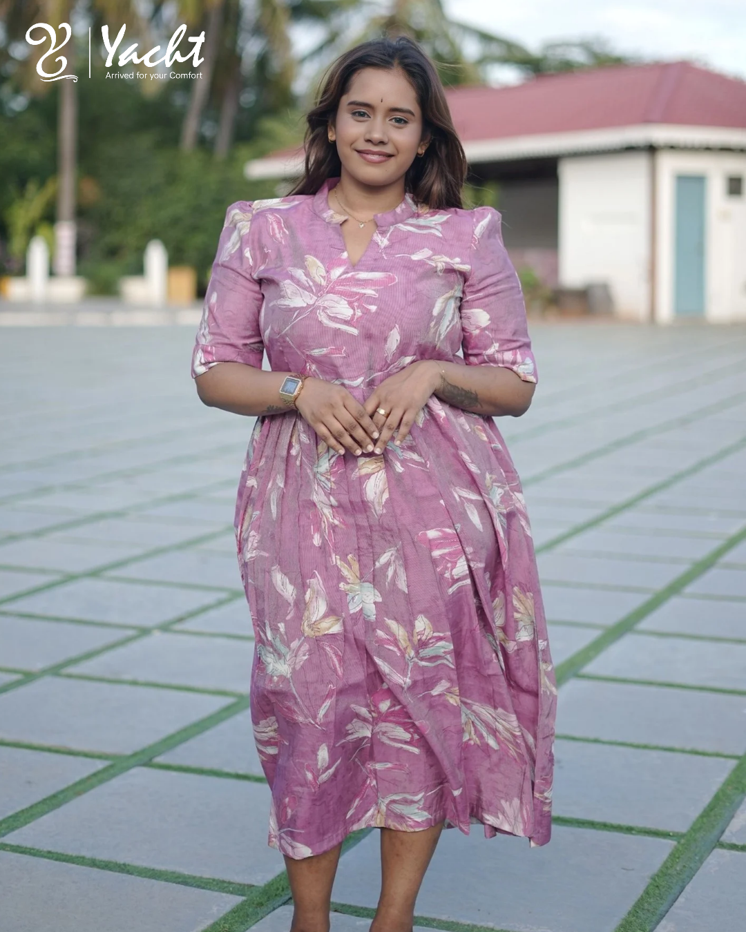 Mauve Blossom Flare Kurti
