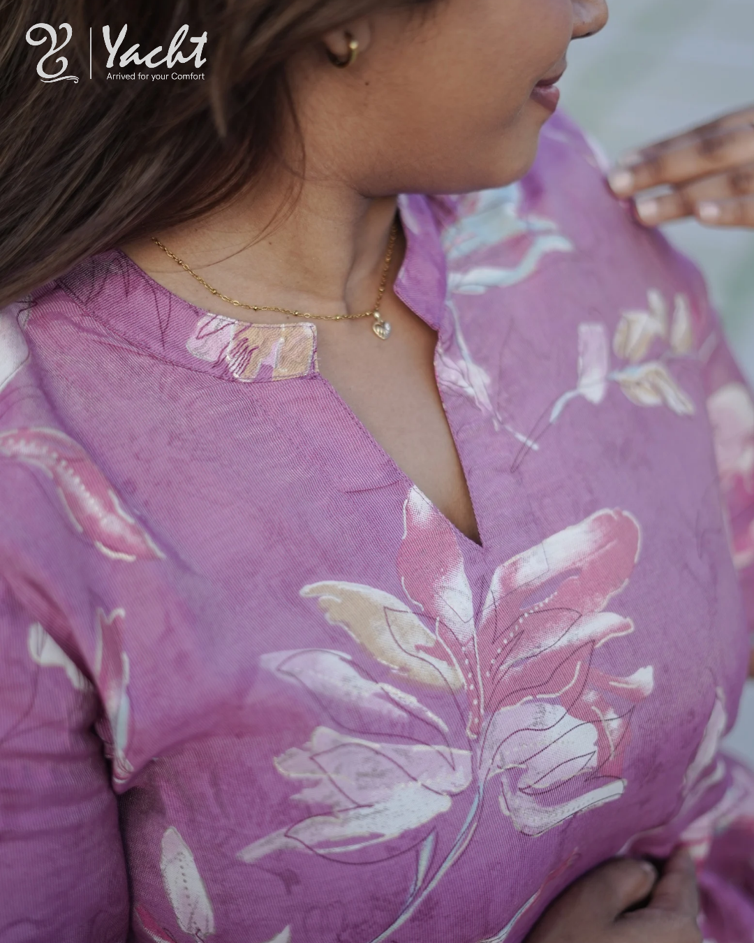 Mauve Blossom Flare Kurti