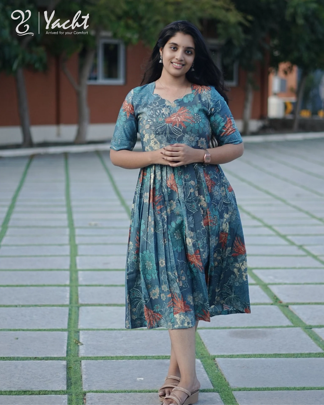 Midnight Bloom Flare Kurti