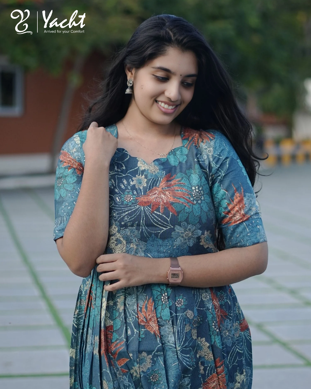 Midnight Bloom Flare Kurti