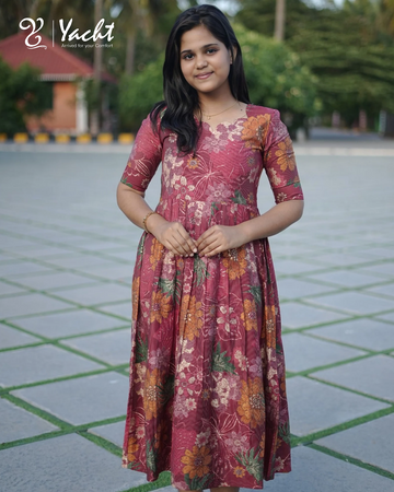 Wine Blossom Grace Flare Kurti