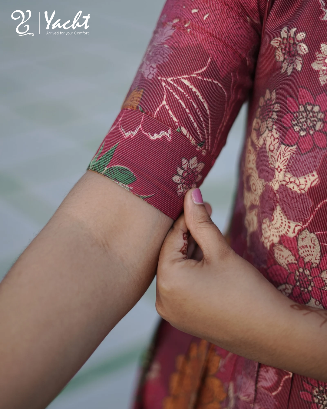 Wine Blossom Grace Flare Kurti