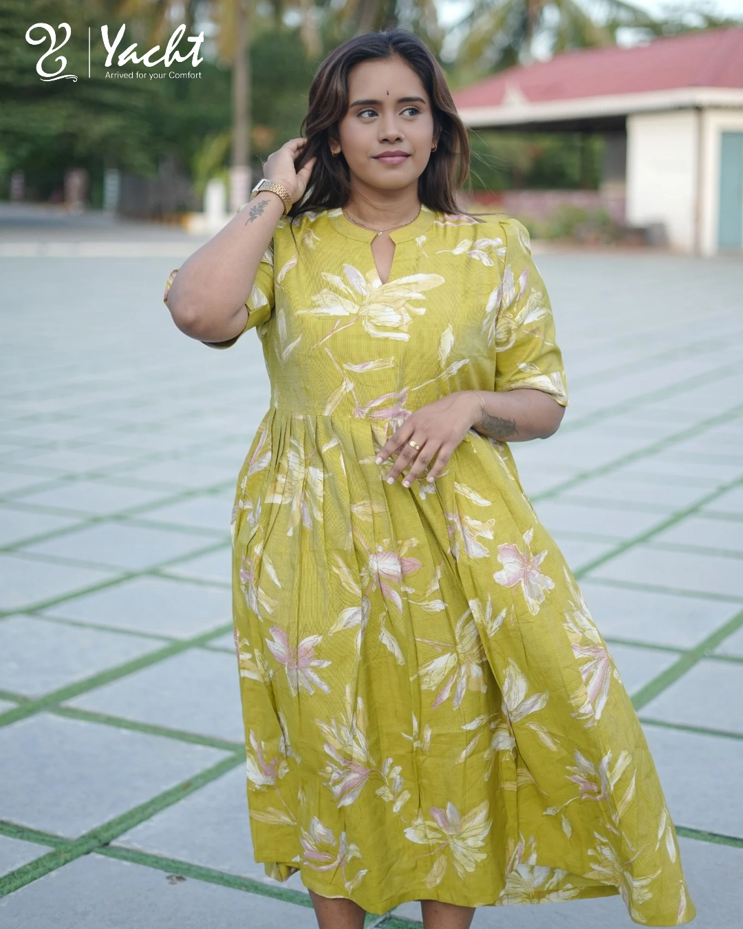 Lime Blossom Flare Kurti