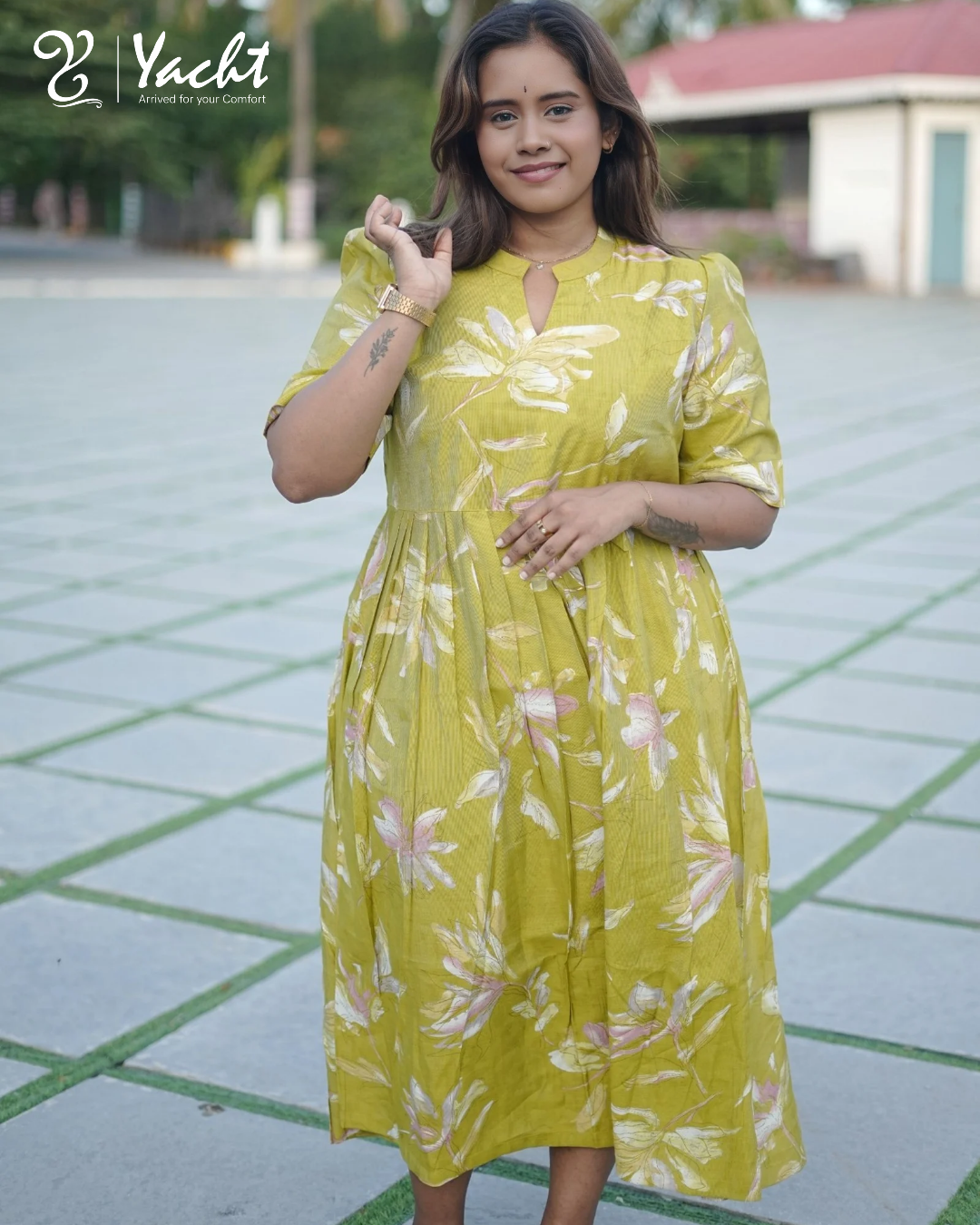 Lime Blossom Flare Kurti