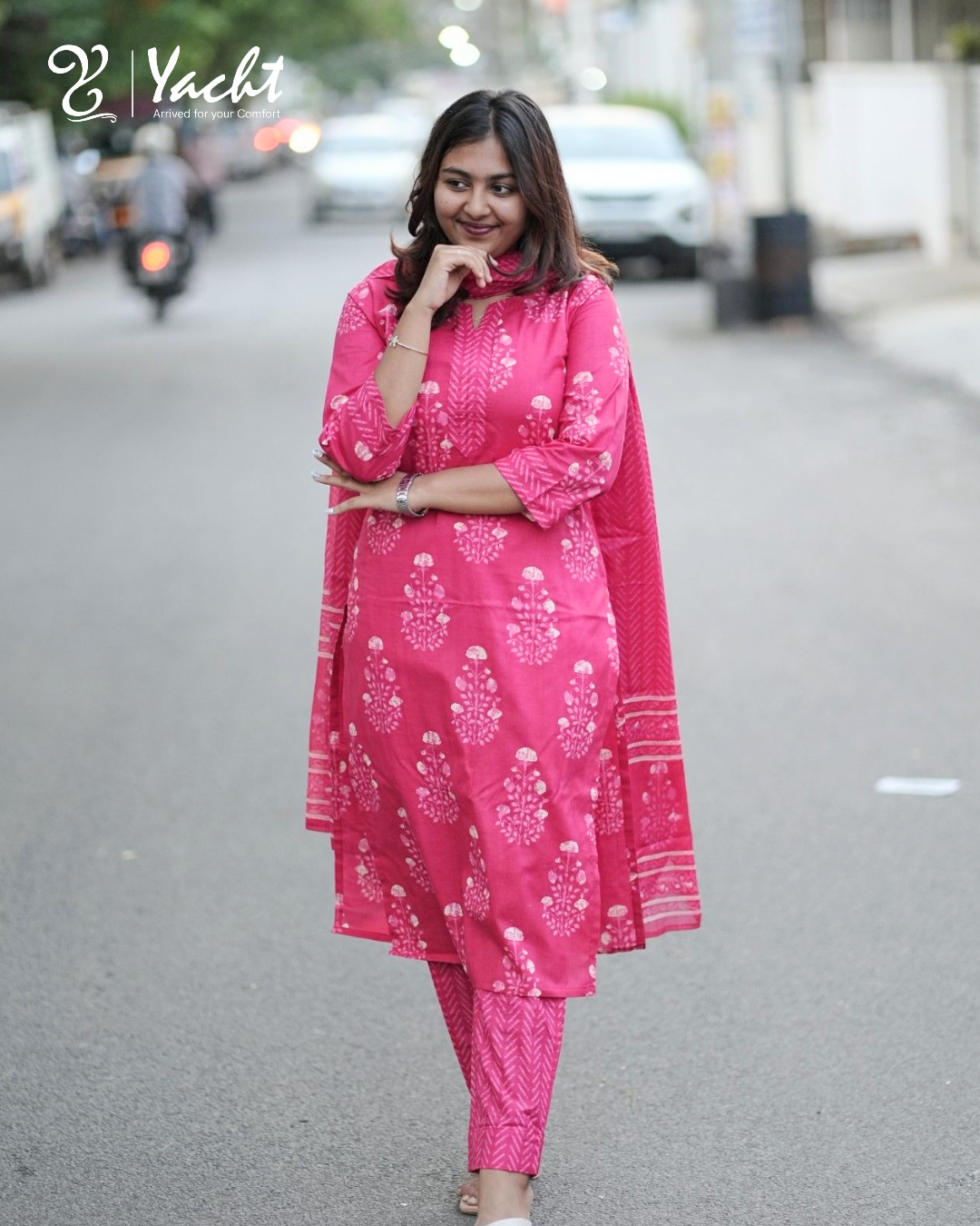 ✨ Rosy Bloom Elegance Kurti Set ✨