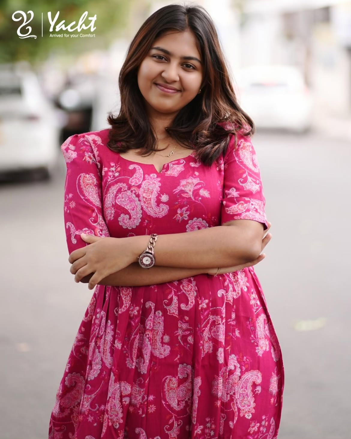 Rosy Paisley Flare Cotton Kurti