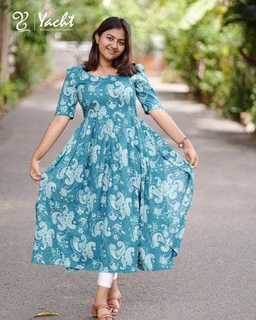 Aqua Paisley Grace Anarkali Dress