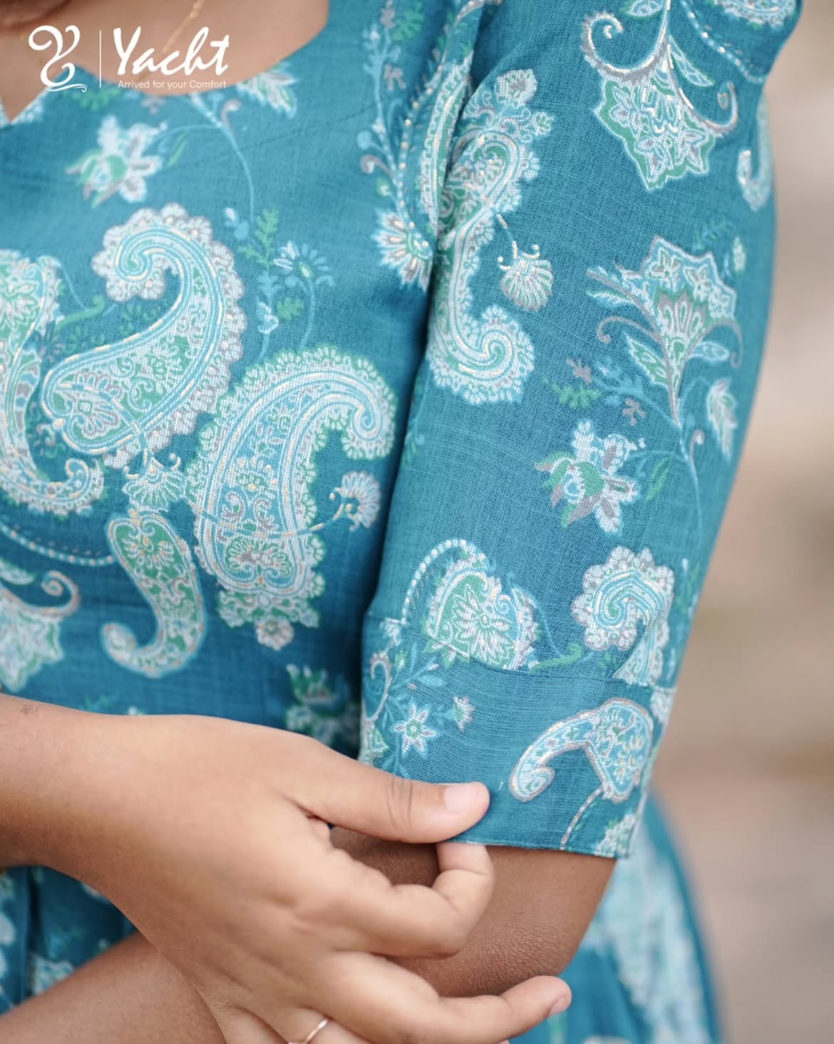 Aqua Paisley Grace Anarkali Dress