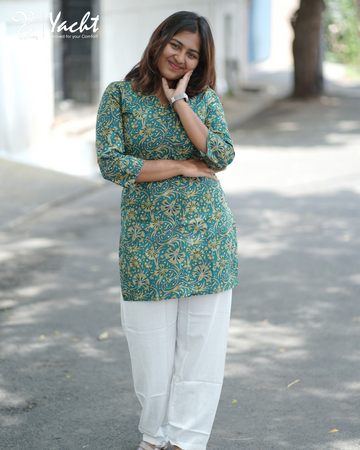 Kurti Name: Ocean Bloom Short Kurti 🌿💙