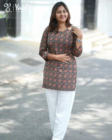 Midnight Ajrakh Charm Cotton Kurti