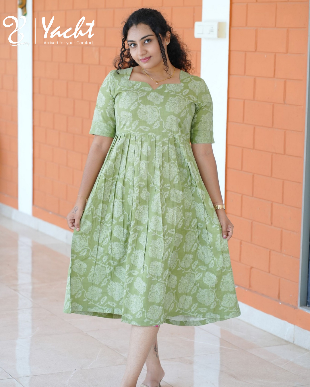 🍃 Olive Bloom Elegance Maxi