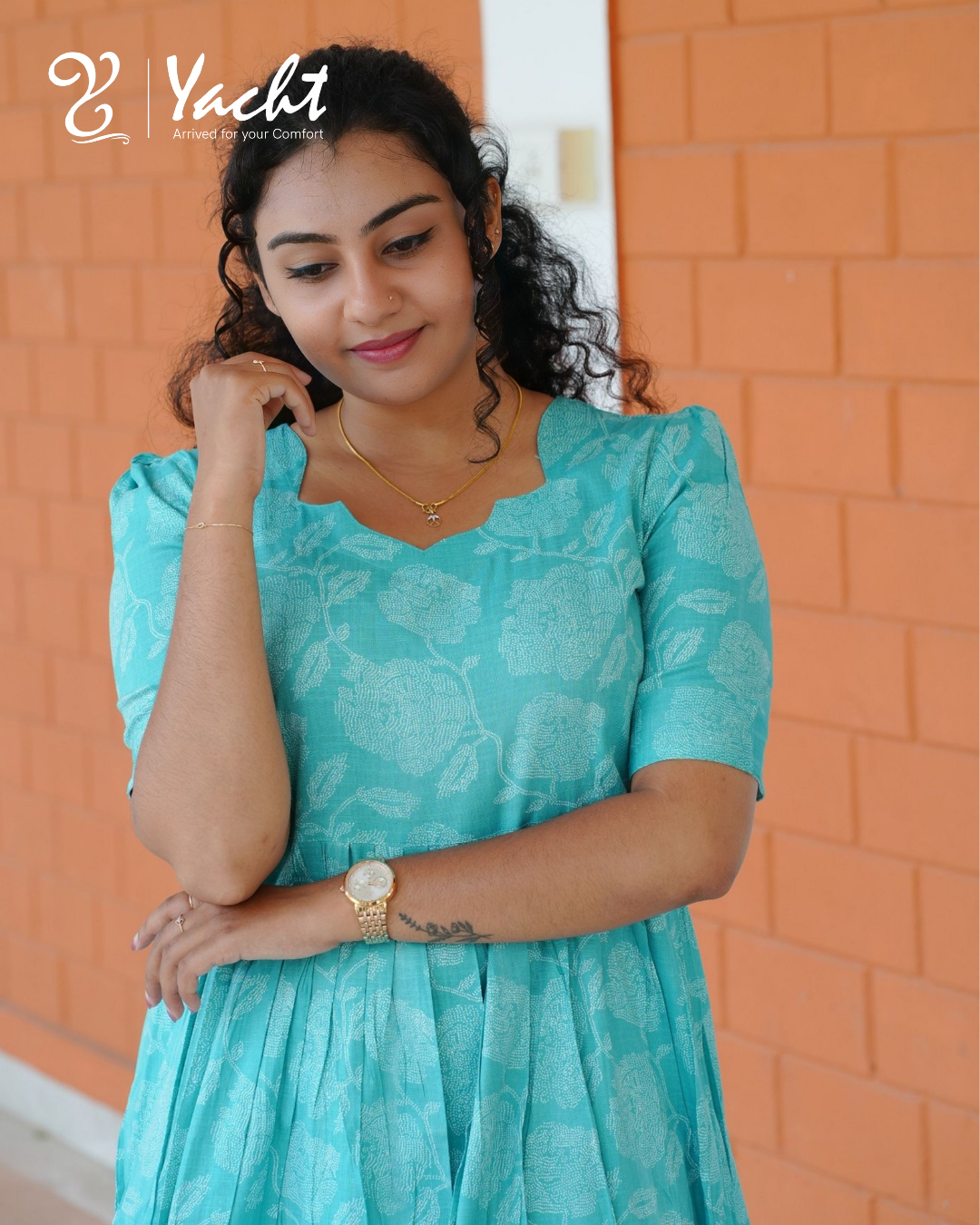 🩵 Aqua Floral Vine Maxi Dress