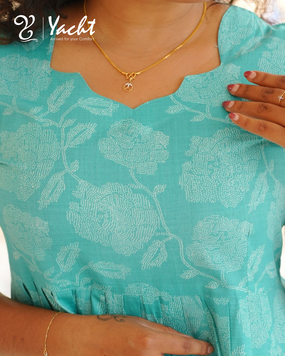 🩵 Aqua Floral Vine Maxi Dress