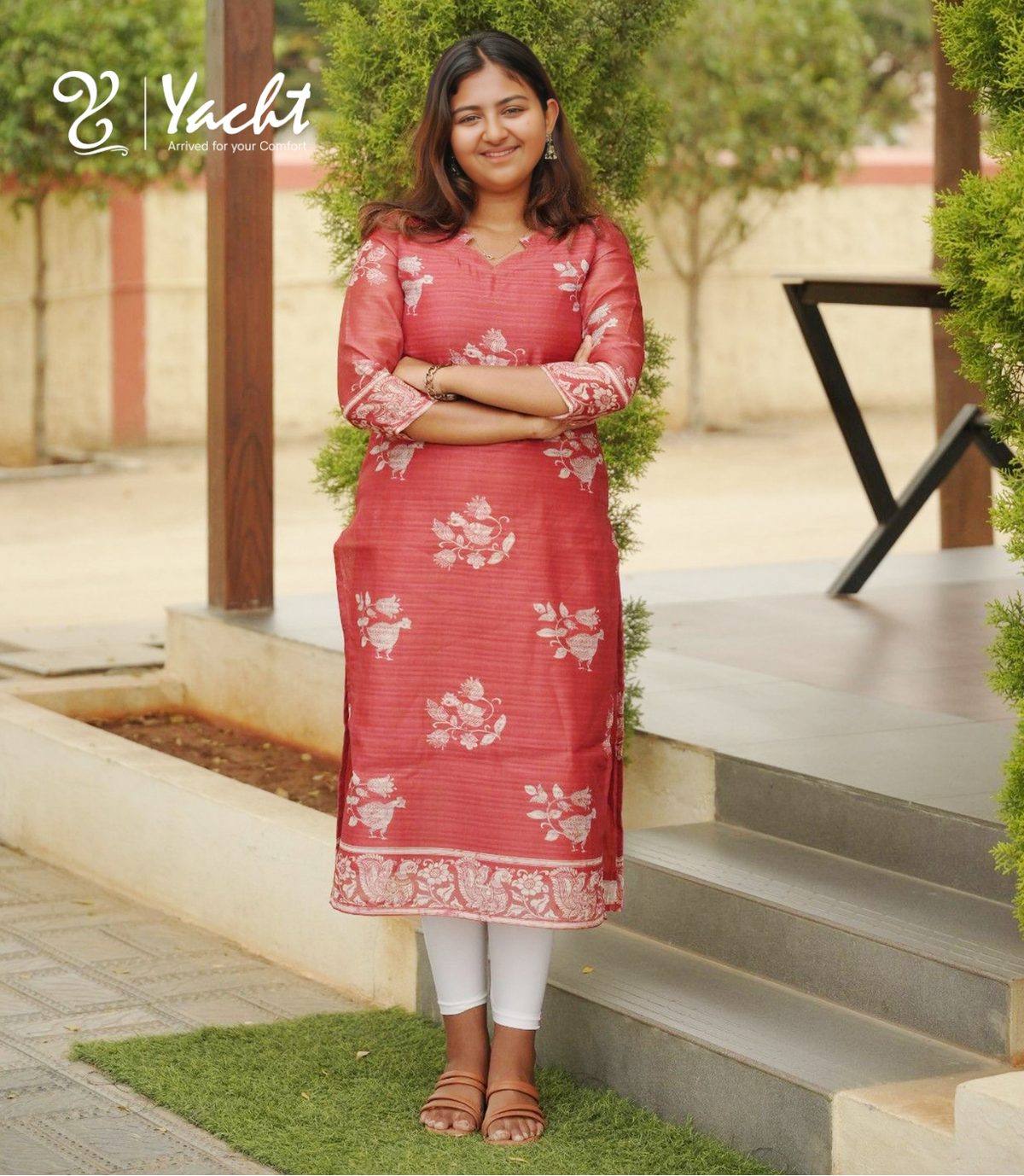 Brick Red Kalamkari Silk Kurta Set