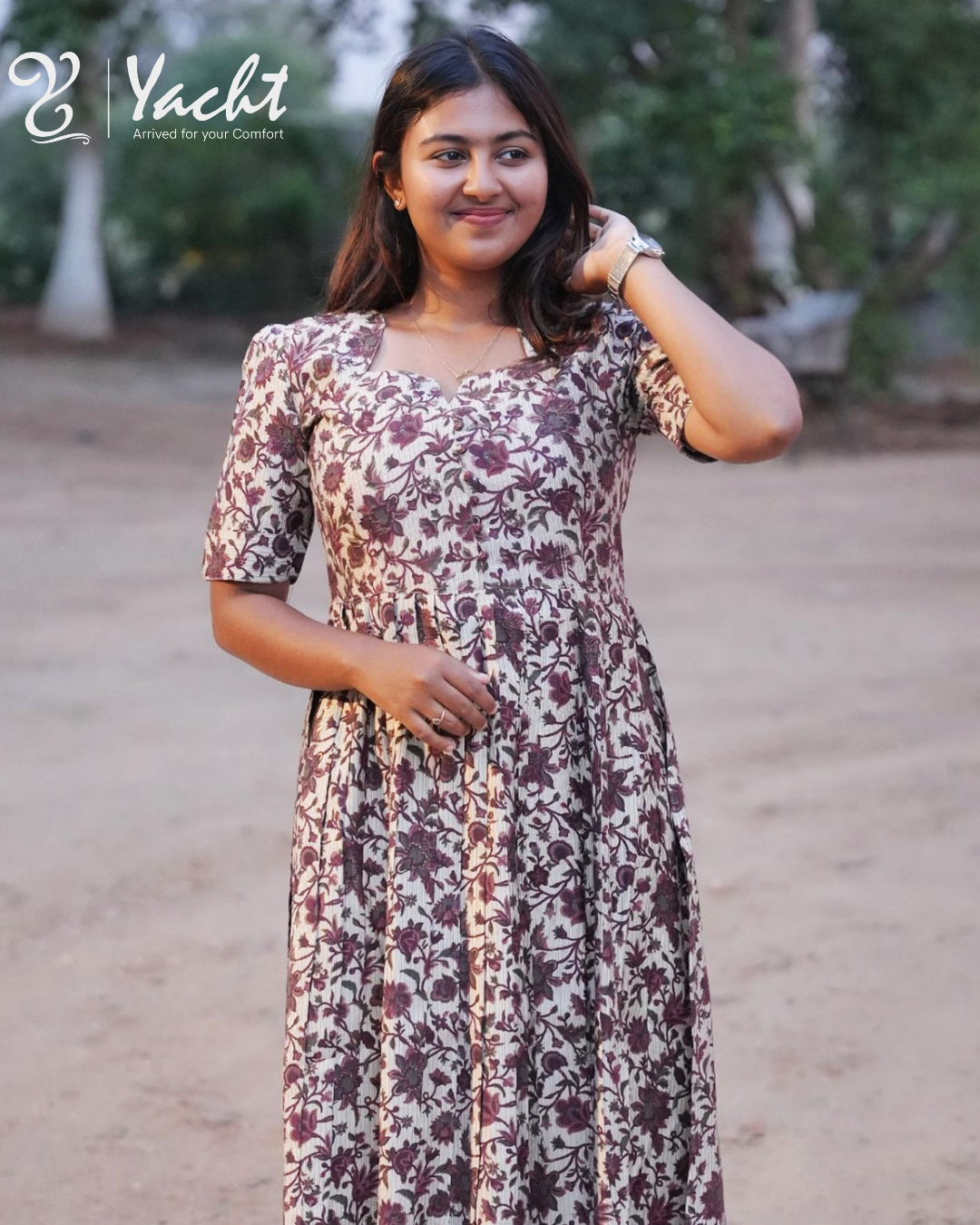 Burgundy Blossom Nyra Cut Maxi