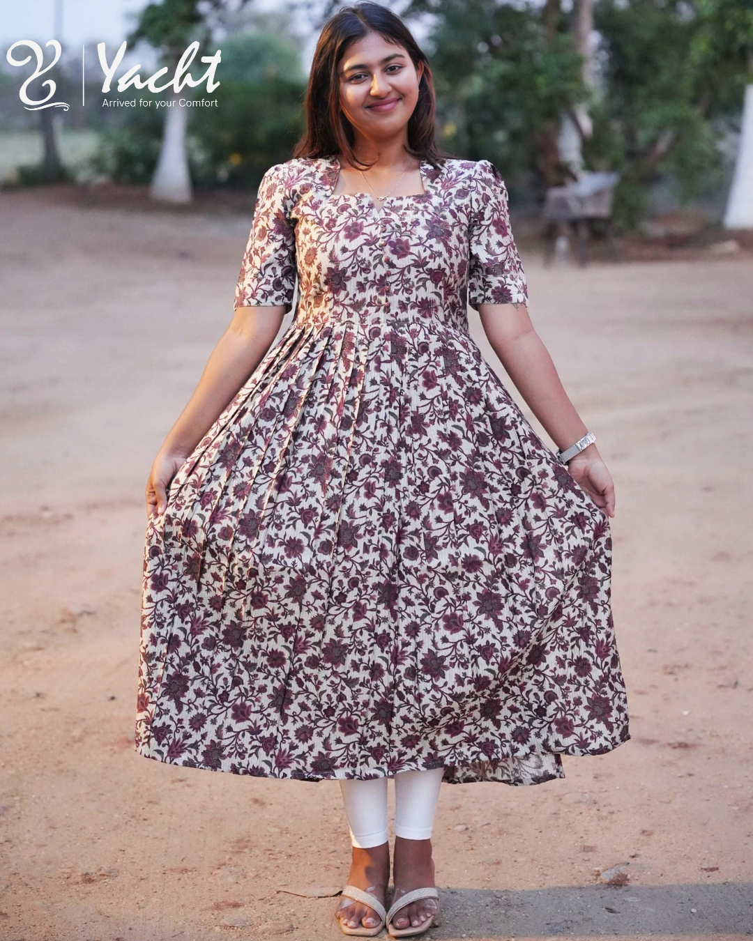 Burgundy Blossom Nyra Cut Maxi