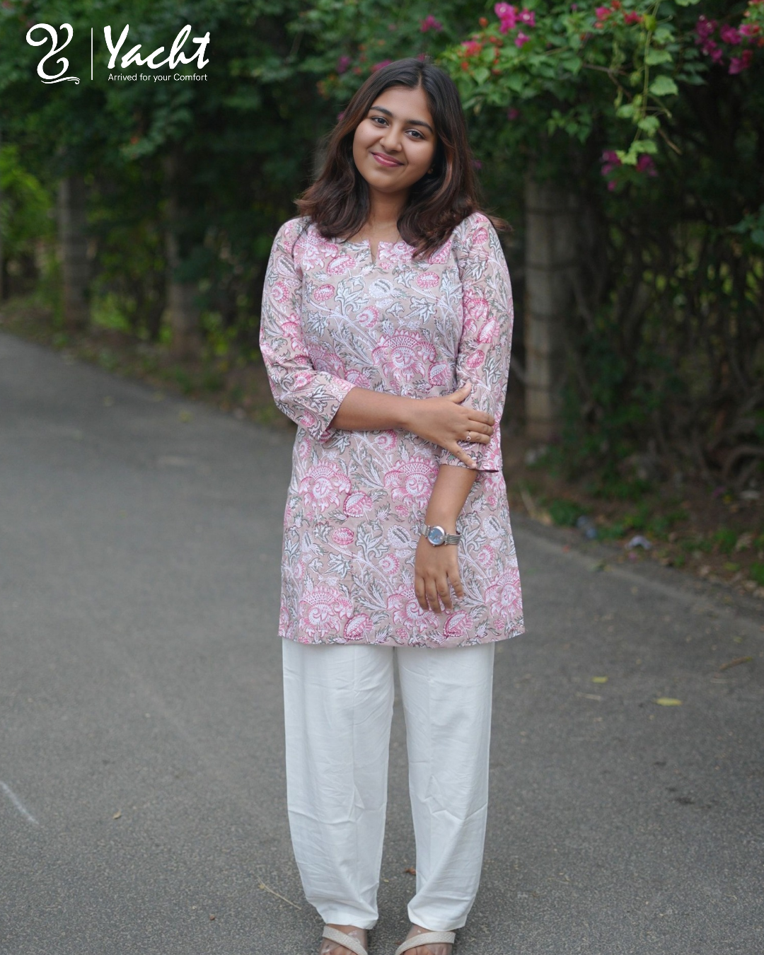 Blush Bloom Floral Cotton Kurti
